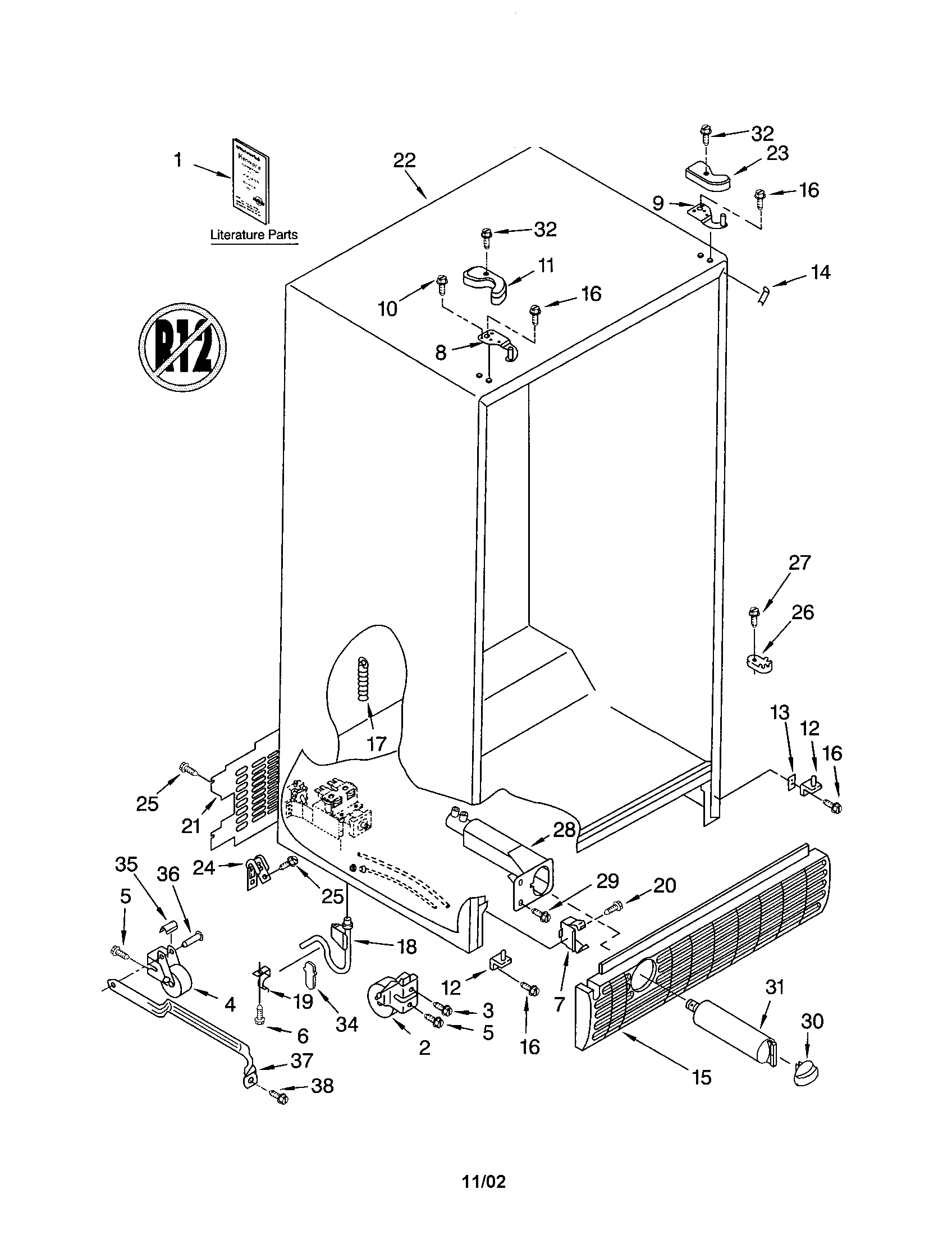 Kenmore 10652294100 cabinet diagram