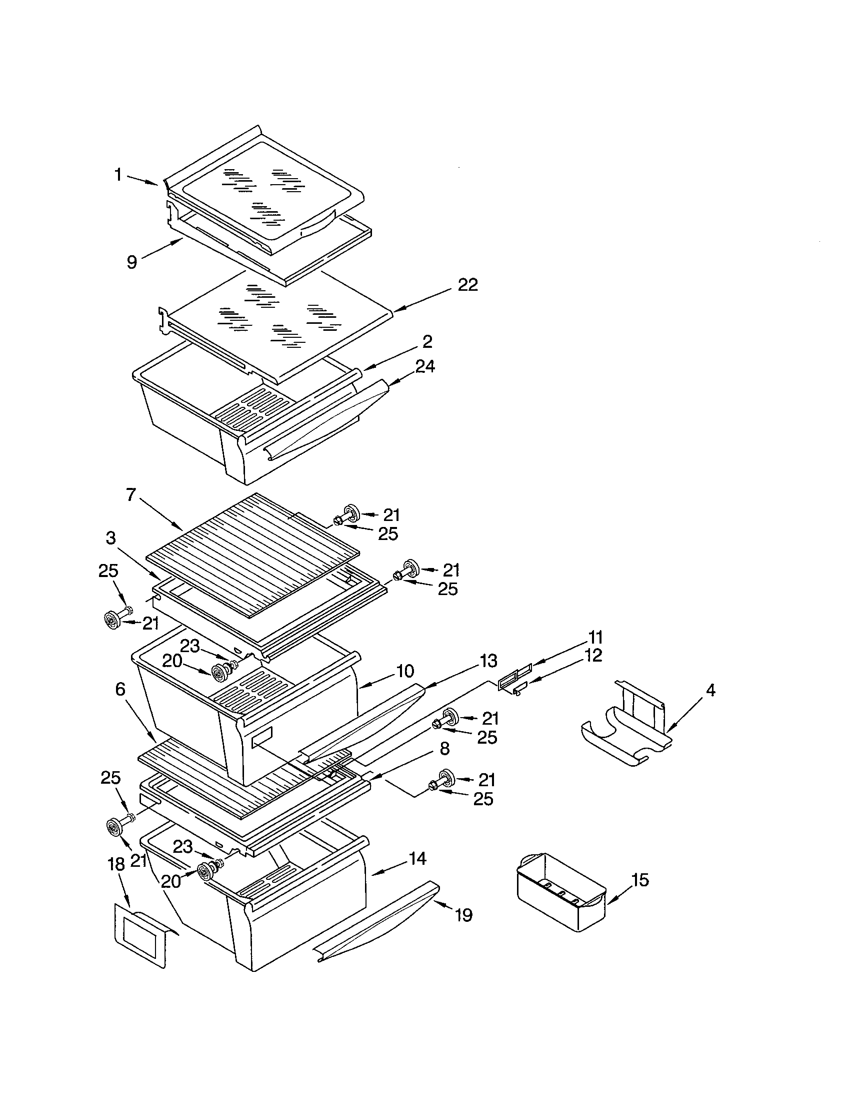 Kenmore 10652294100 refrigerator shelf diagram