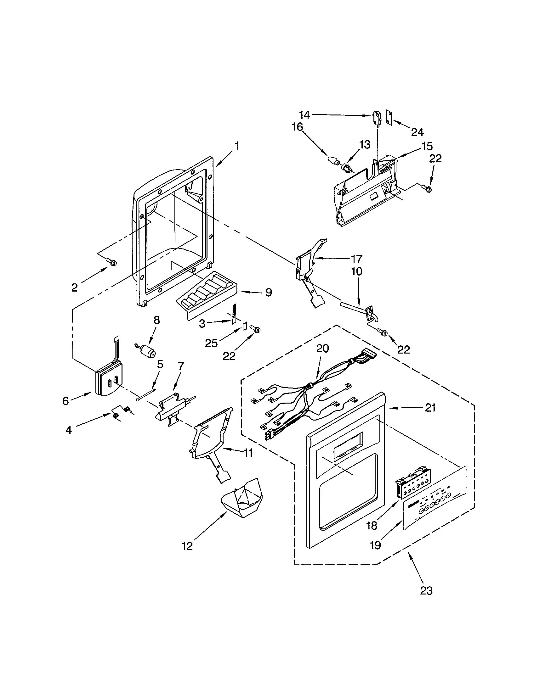 Kenmore 10652294100 dispenser front diagram