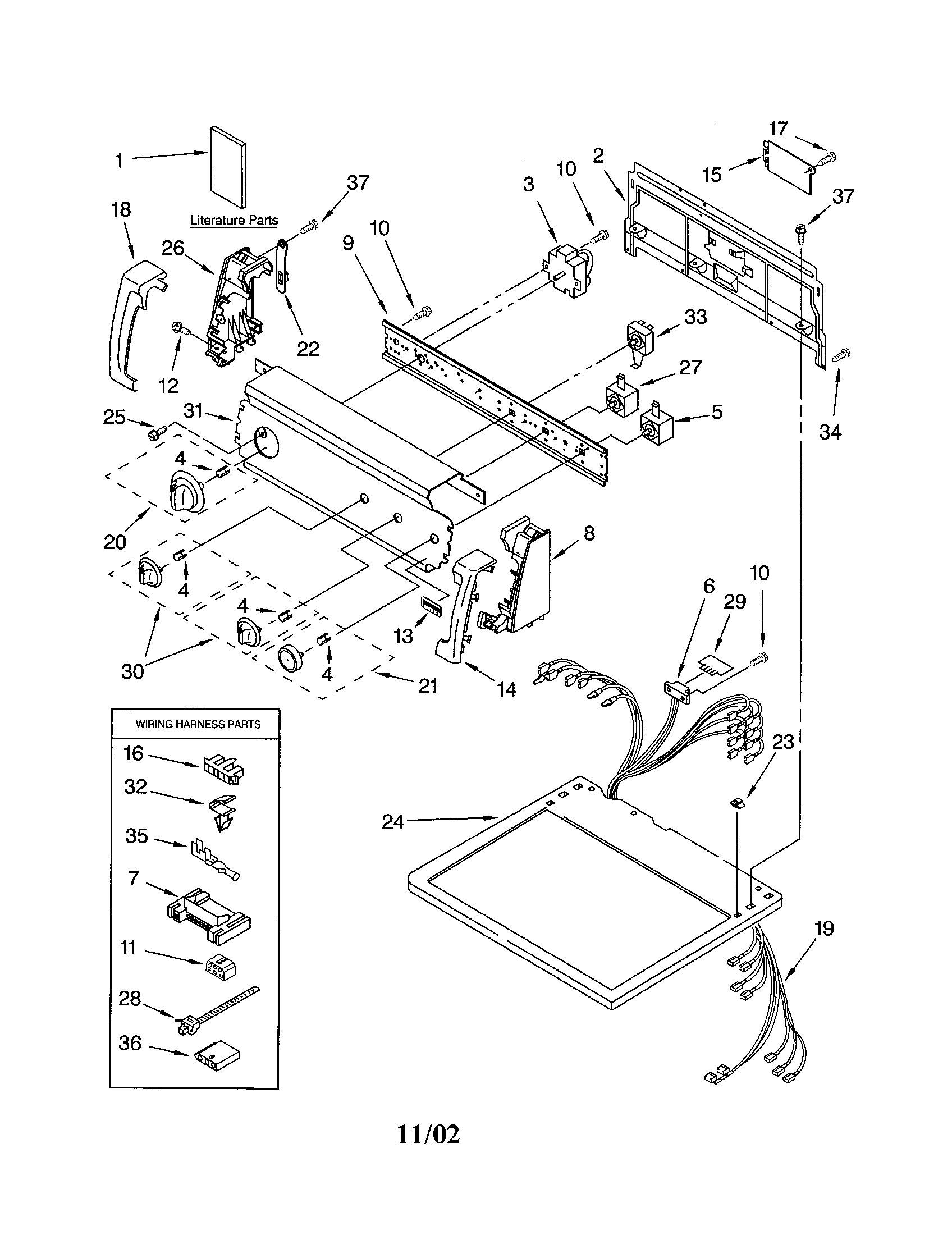 Kenmore 11063014102 top and console diagram