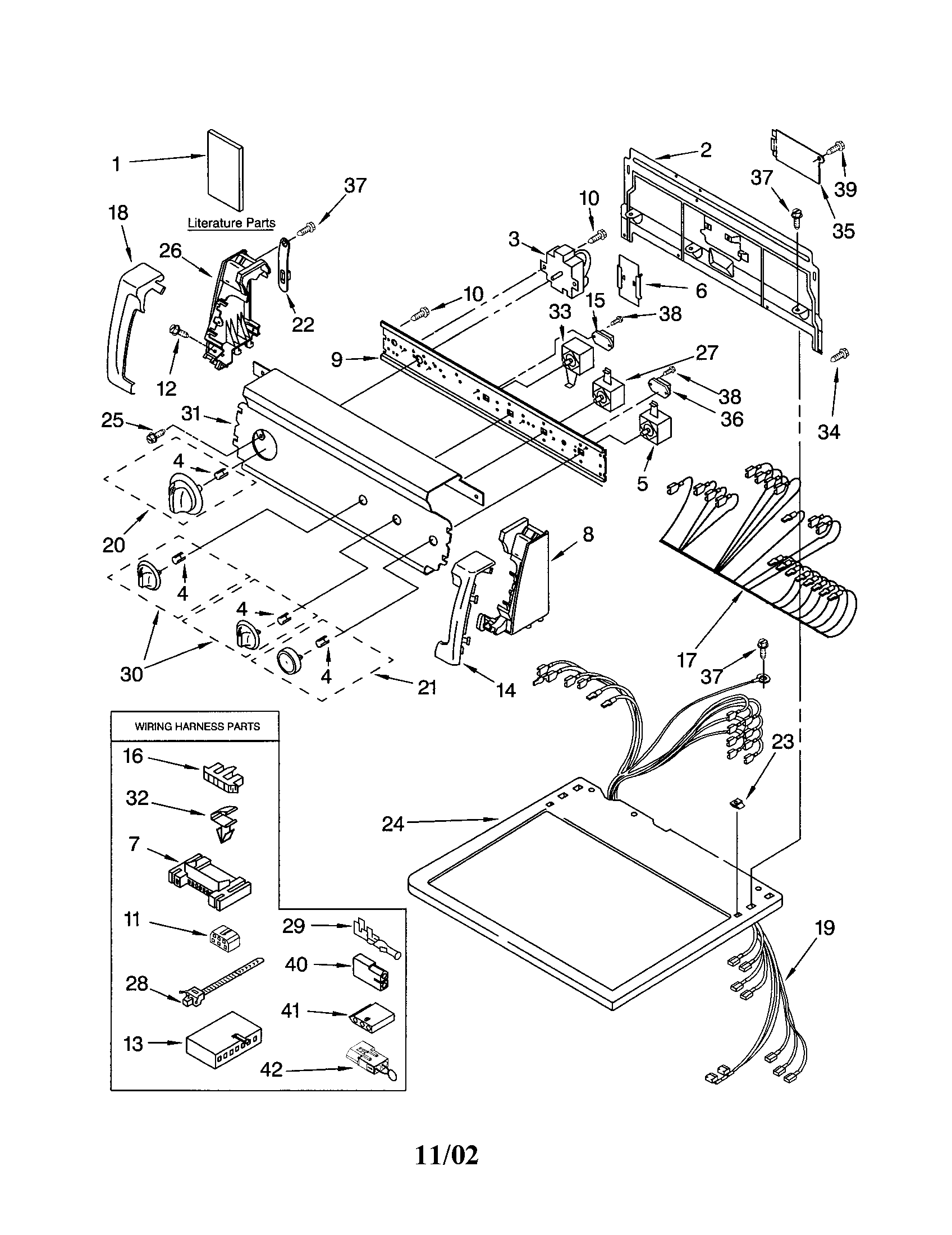 Kenmore 11063952102 top and console diagram