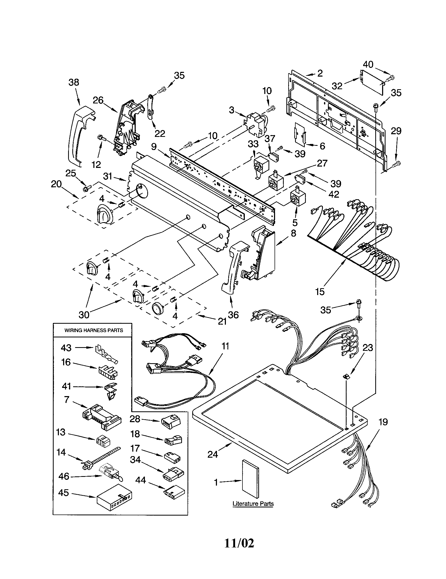 Kenmore 11073932102 top and console diagram