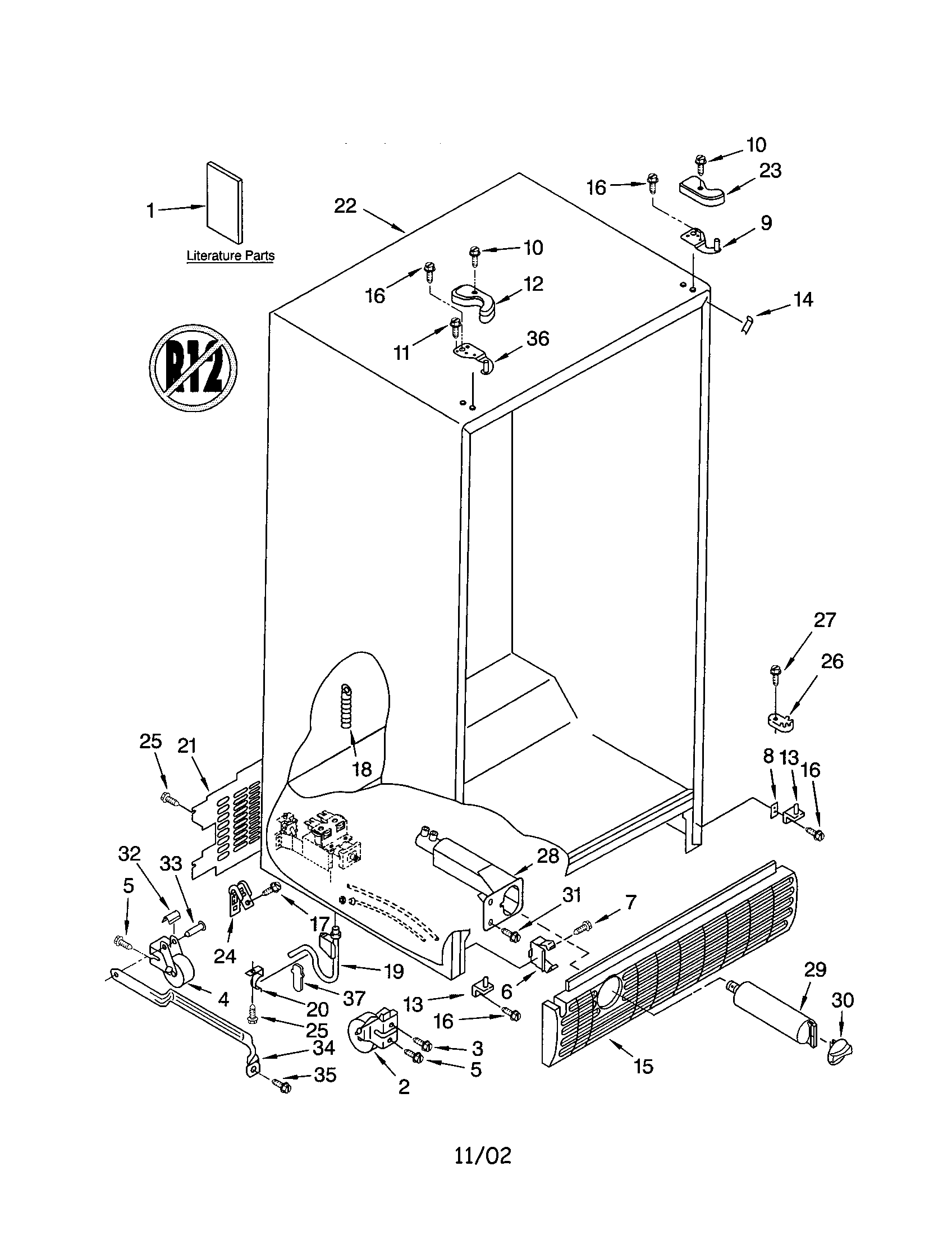 Kenmore 10652604100 cabinet diagram