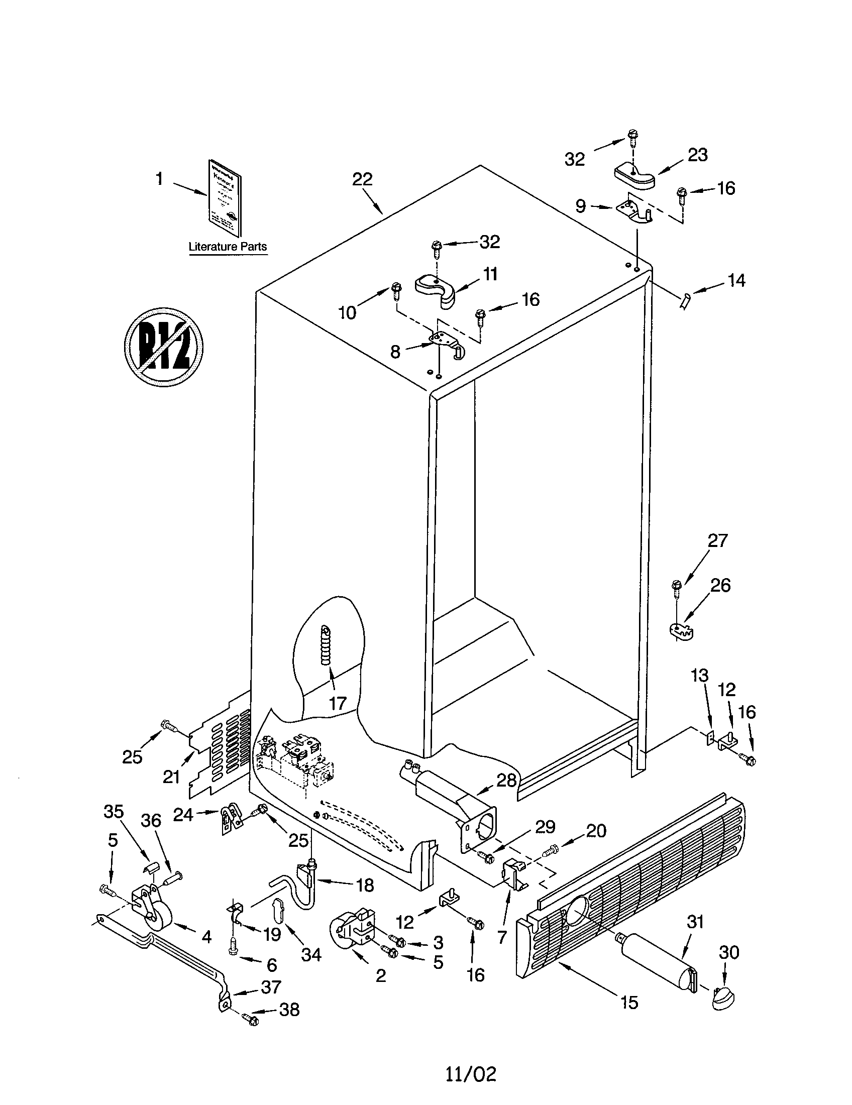 Kenmore 10652204100 cabinet diagram