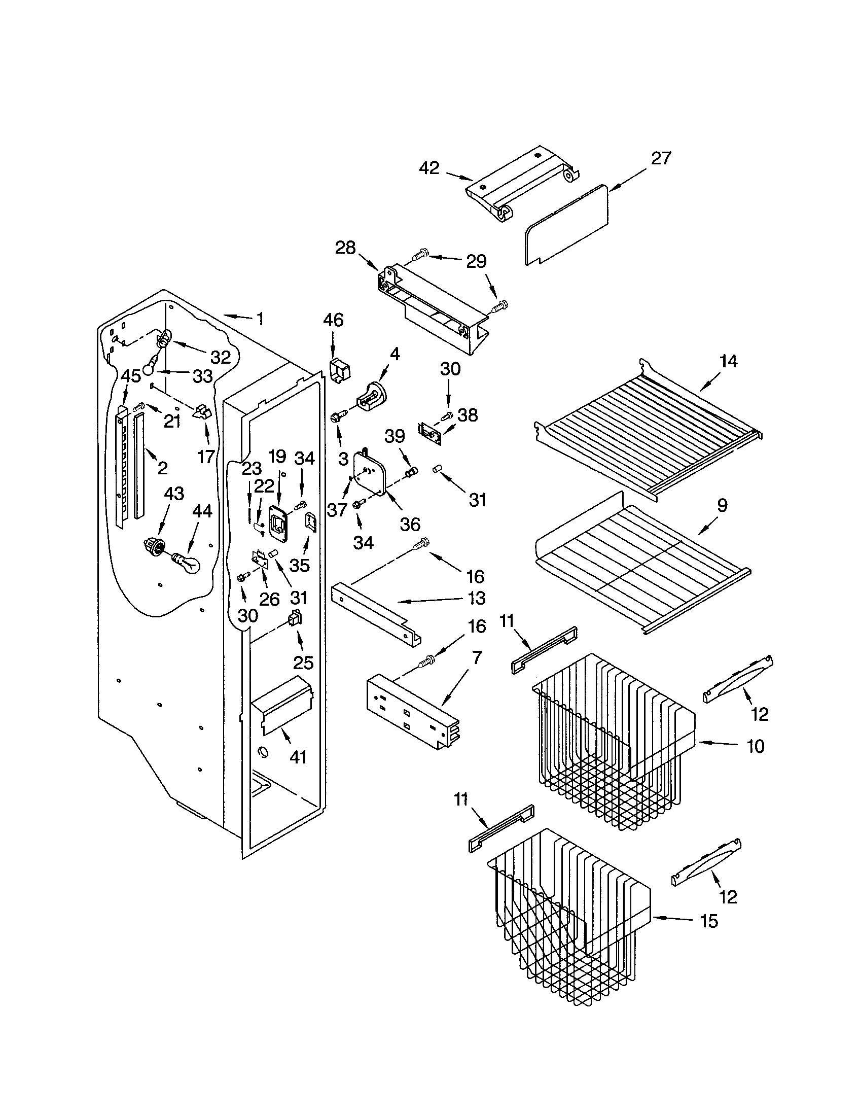 Kenmore 10652204100 freezer liner diagram