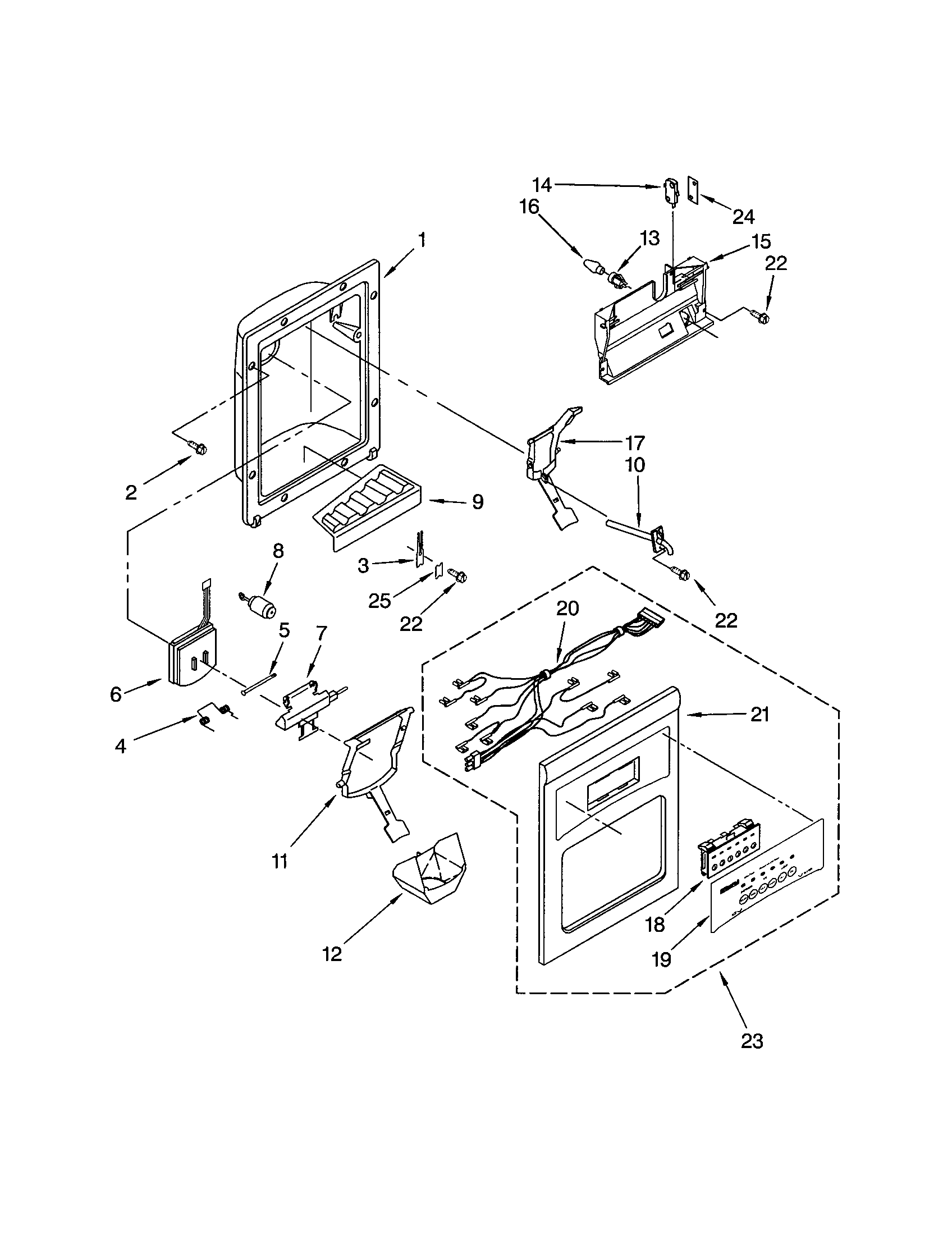 Kenmore 10652204100 dispenser front diagram