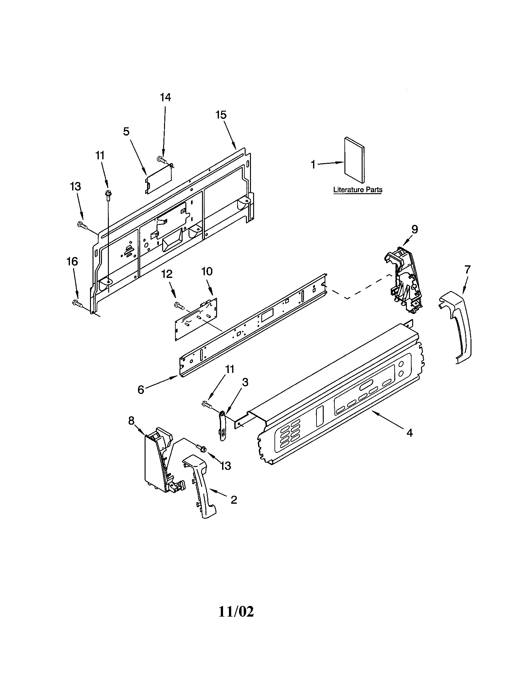 Kenmore 11063052102 console panel diagram