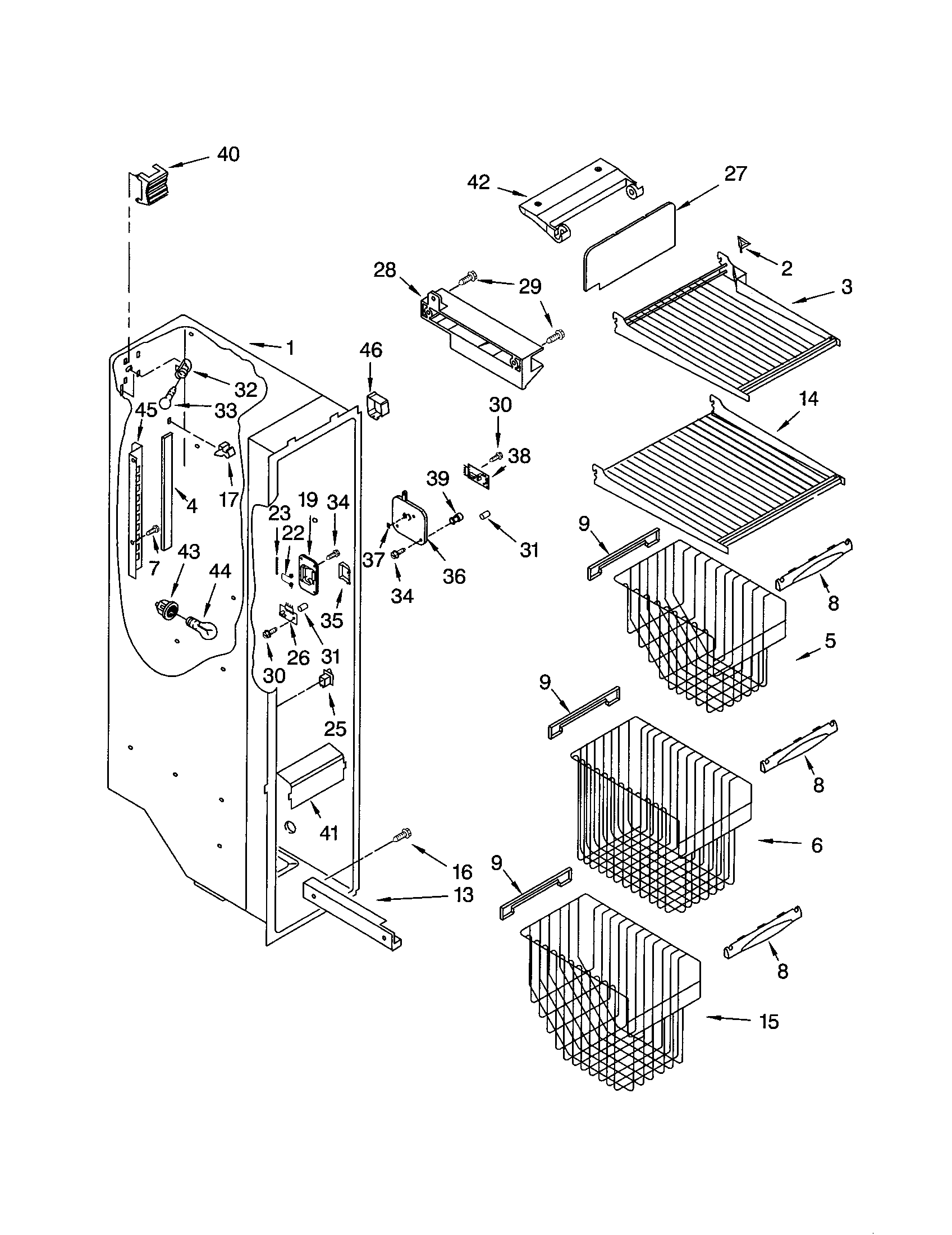 Kenmore 10652699100 freezer liner diagram