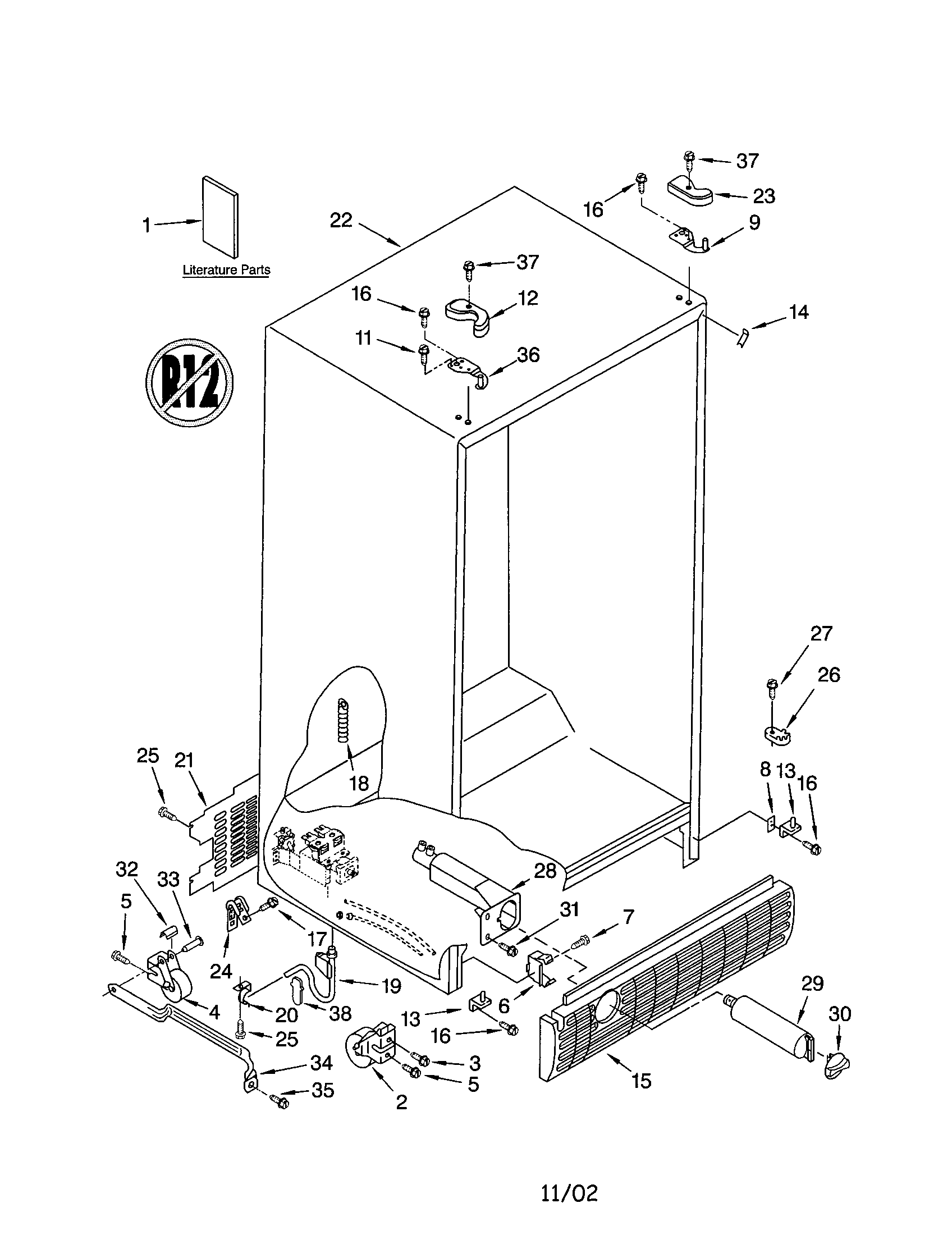 Kenmore 10652709100 cabinet diagram