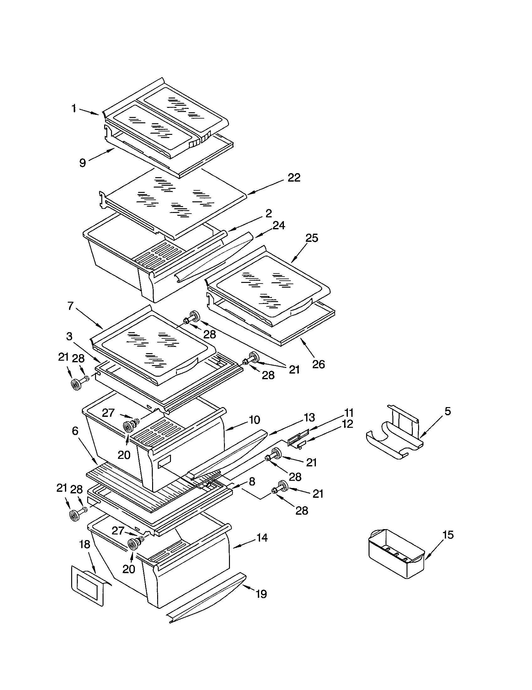 Kenmore 10652709100 refrigerator shelf diagram