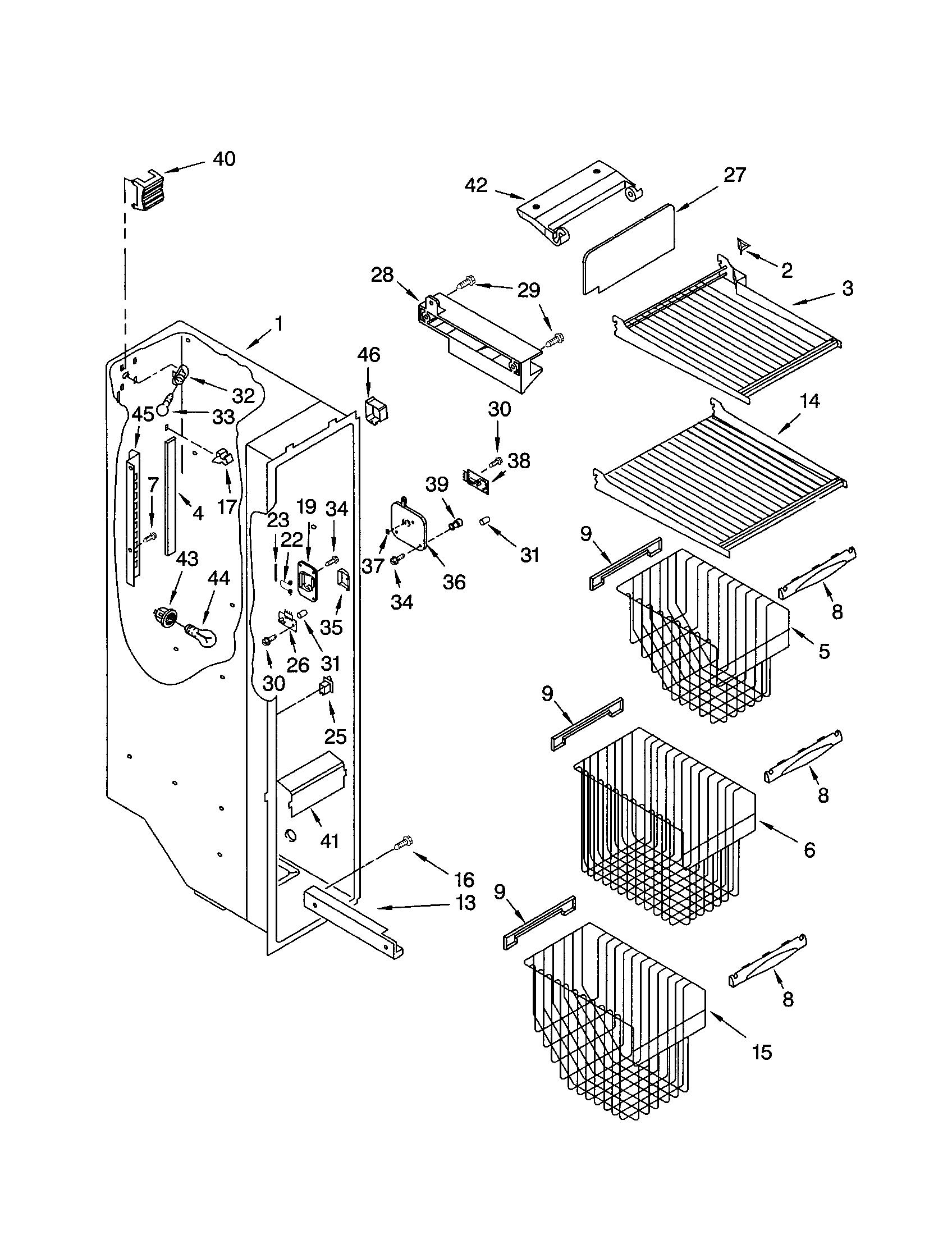 Kenmore 10652709100 freezer liner diagram