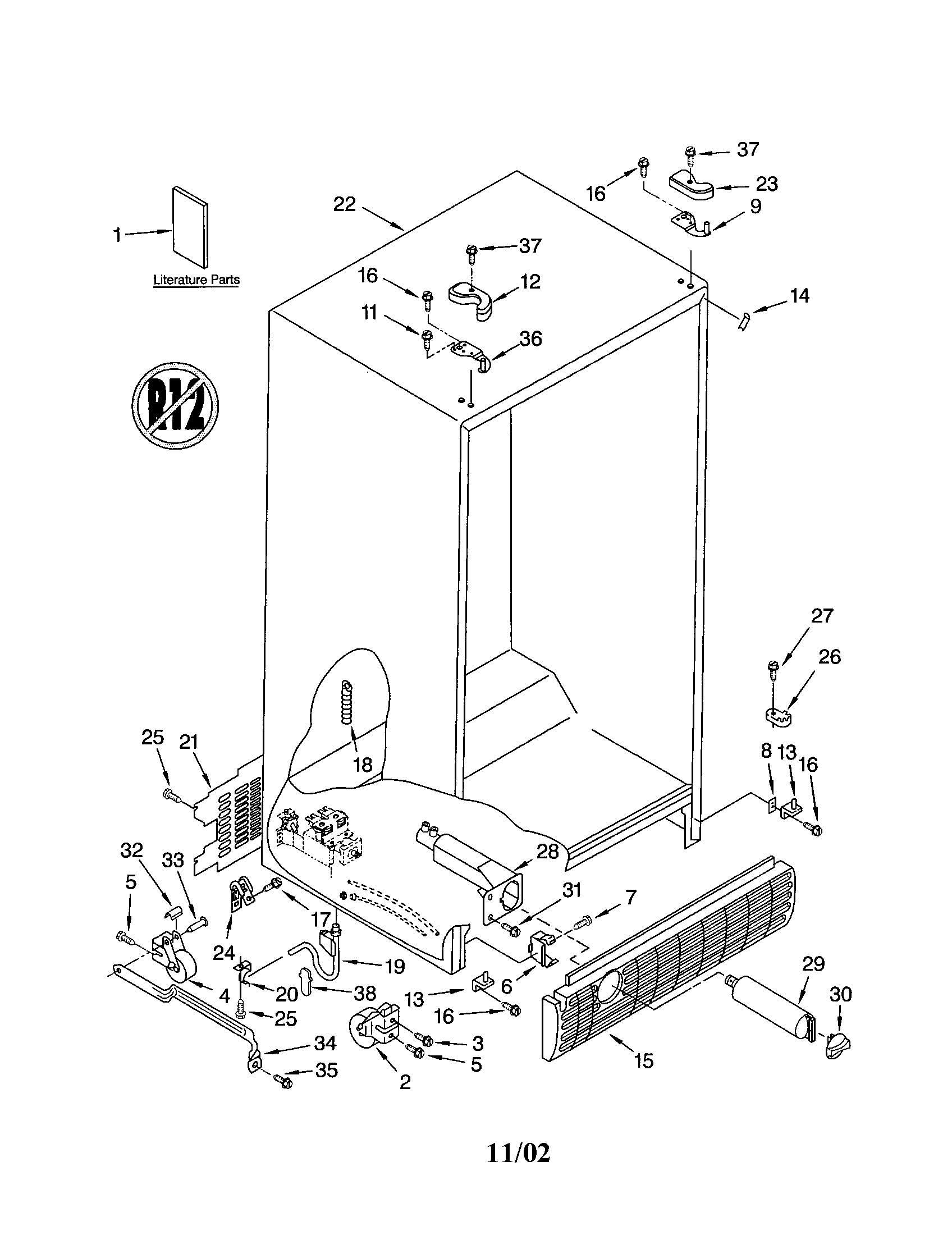 Kenmore 10652793100 cabinet diagram