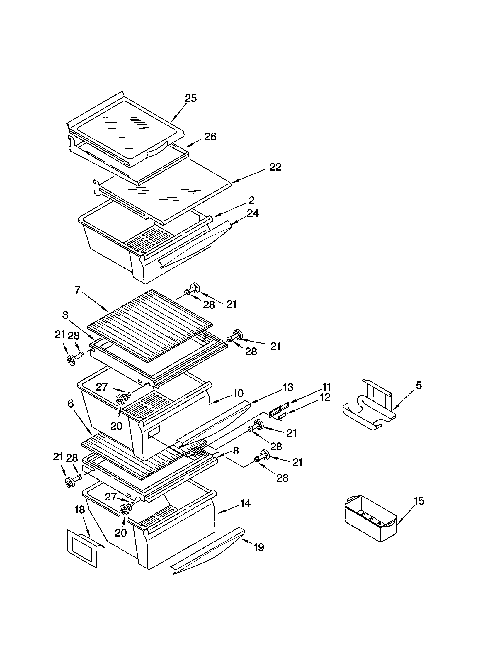 Kenmore 10652793100 refrigerator shelf diagram