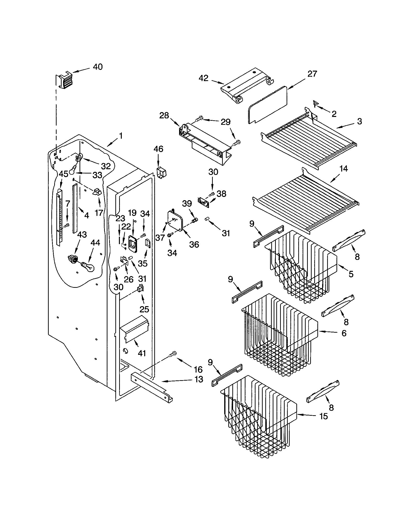 Kenmore 10652793100 freezer liner diagram