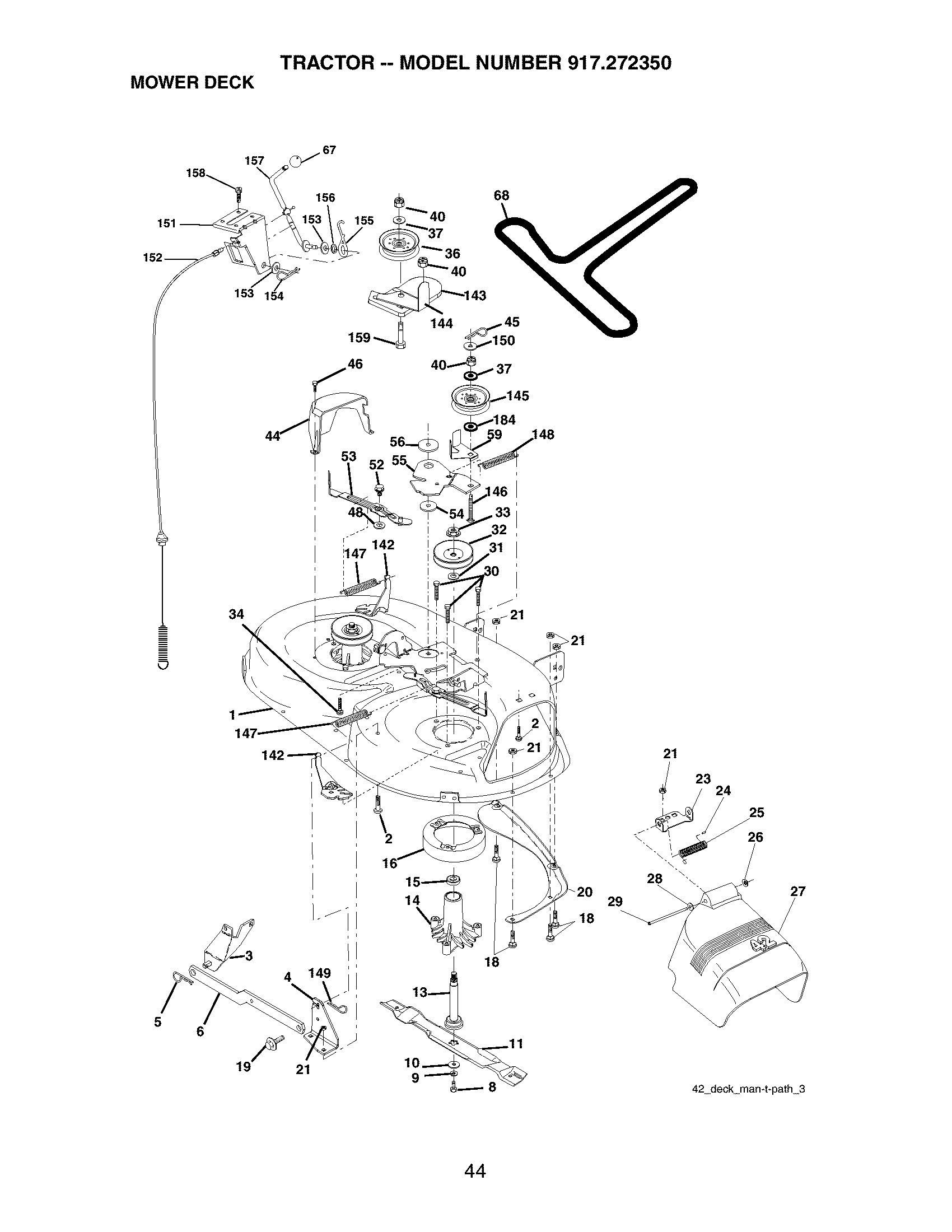 Craftsman 917272350 mower deck diagram