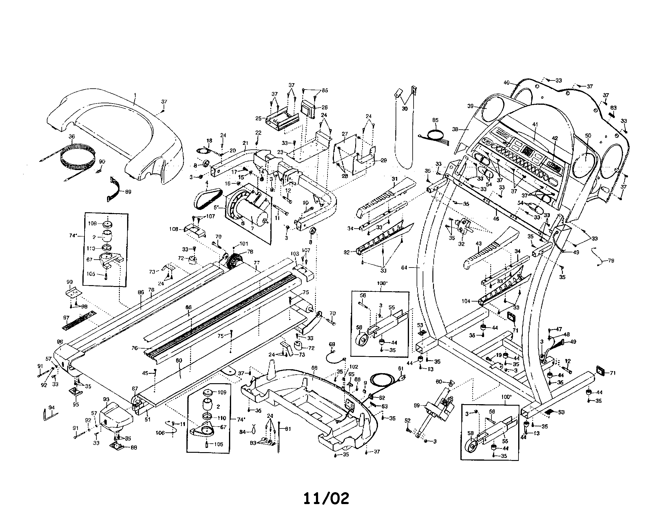 Proform 831293051 frame/motor-hood/console diagram