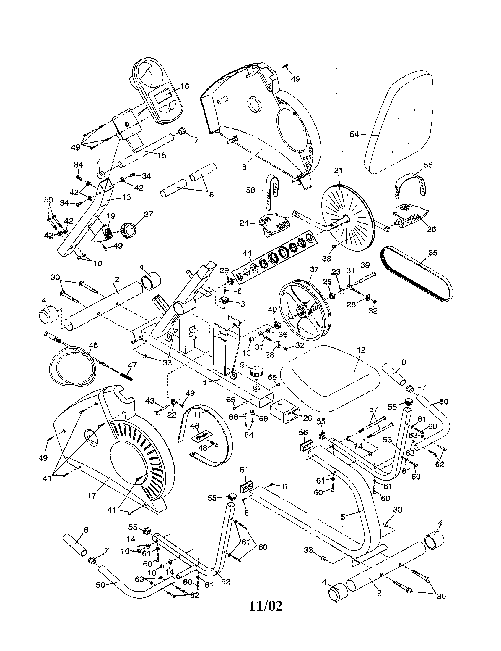 Weslo 831283160 console/frame/handlebar/seat diagram