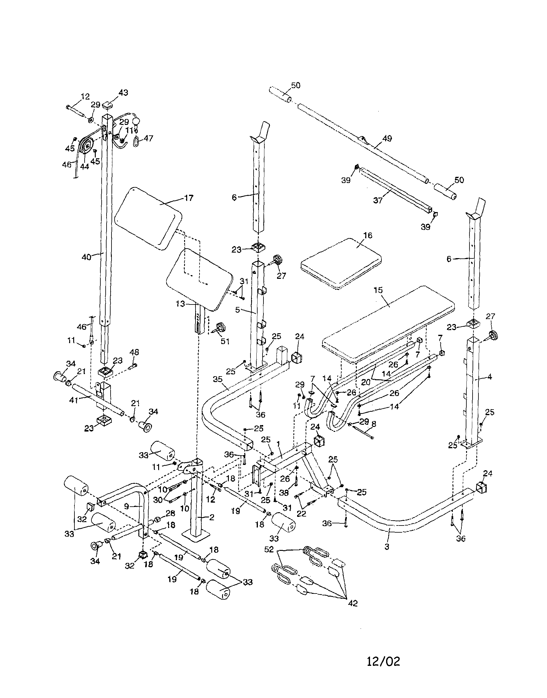 Weider WEBE15420 weider 170 diagram