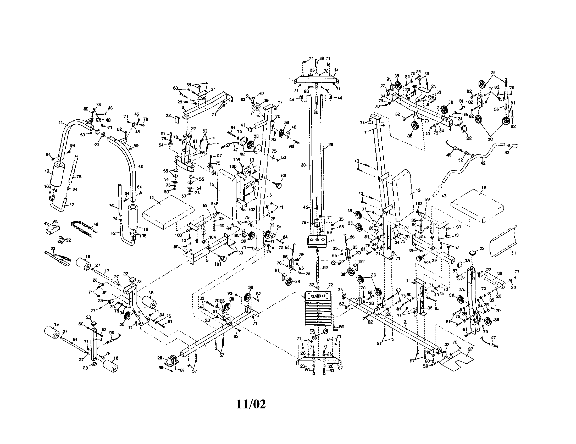 Weider WESY29520 weight system diagram