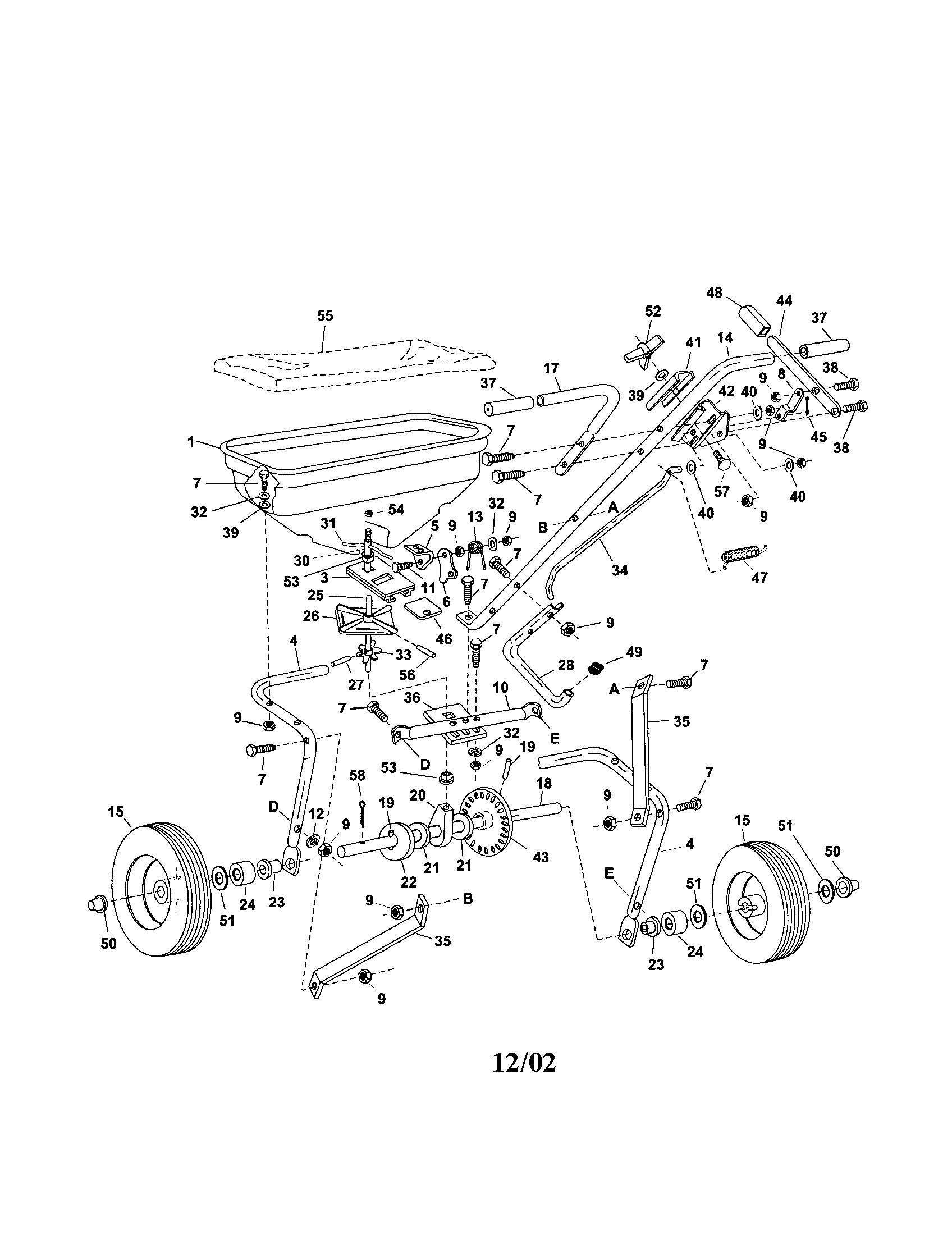 Agri-Fab 45-02141 broadcast spreader diagram