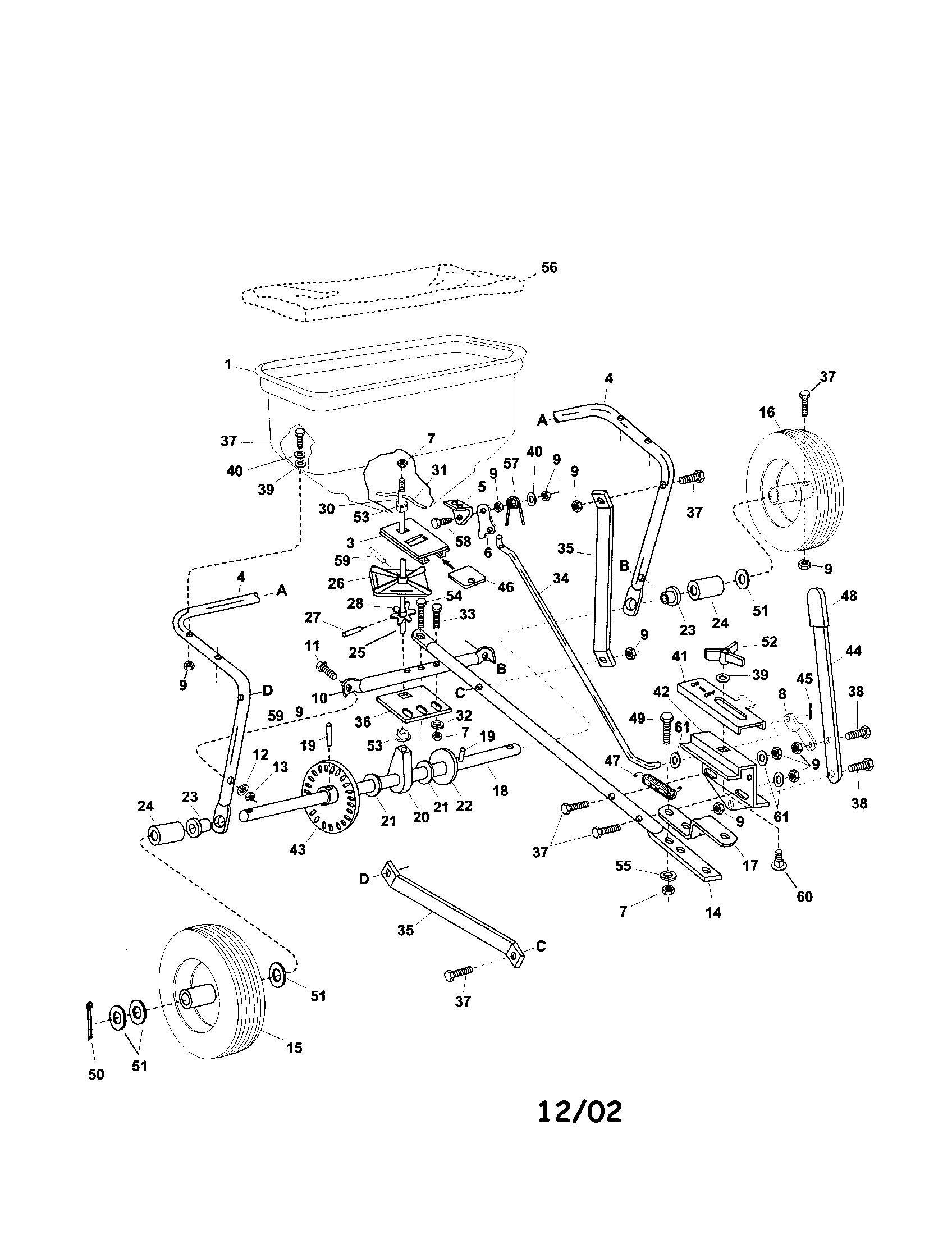 Agri-Fab 45-02111 broadcast spreader diagram