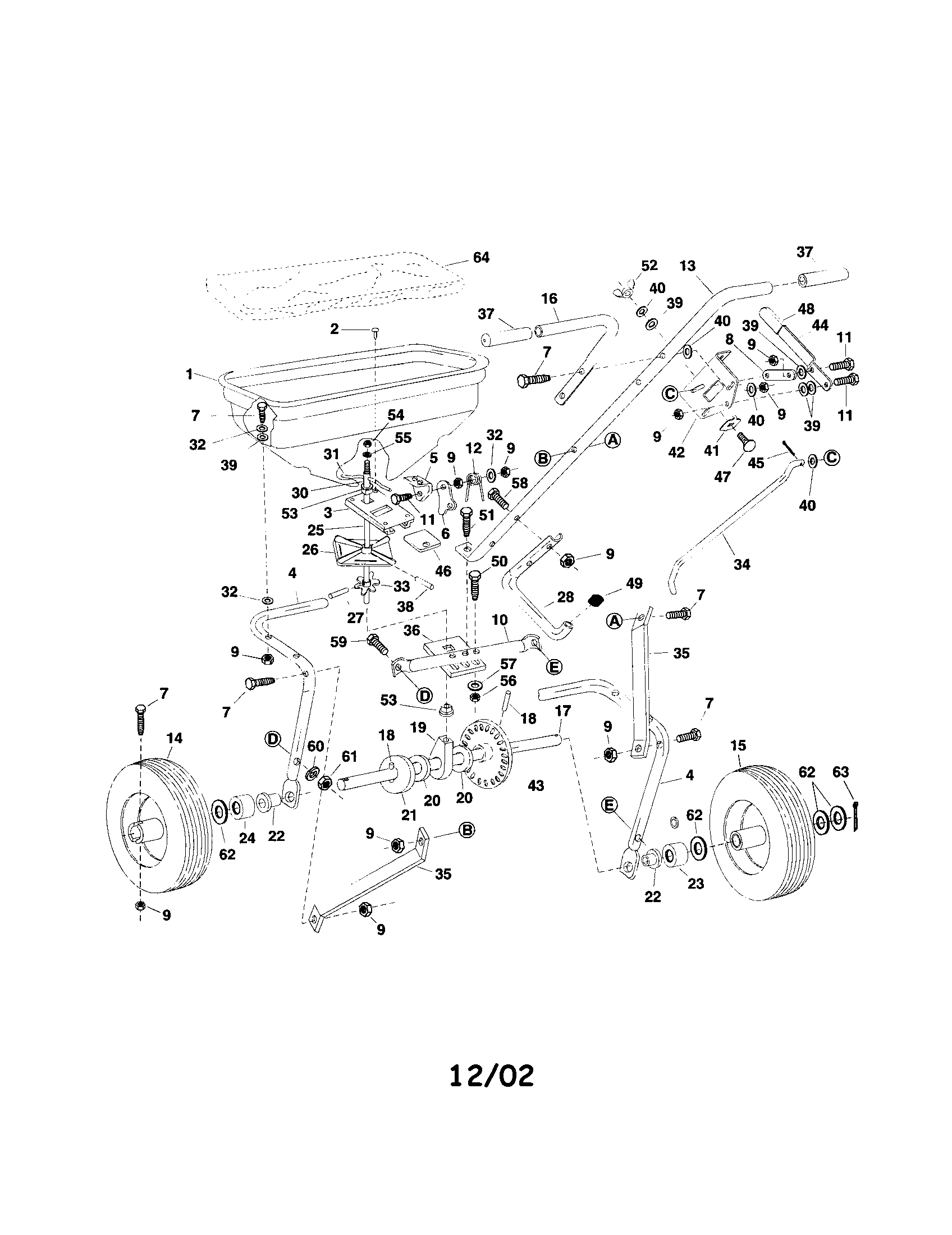 Agri-Fab 45-02102 broadcast spreader diagram