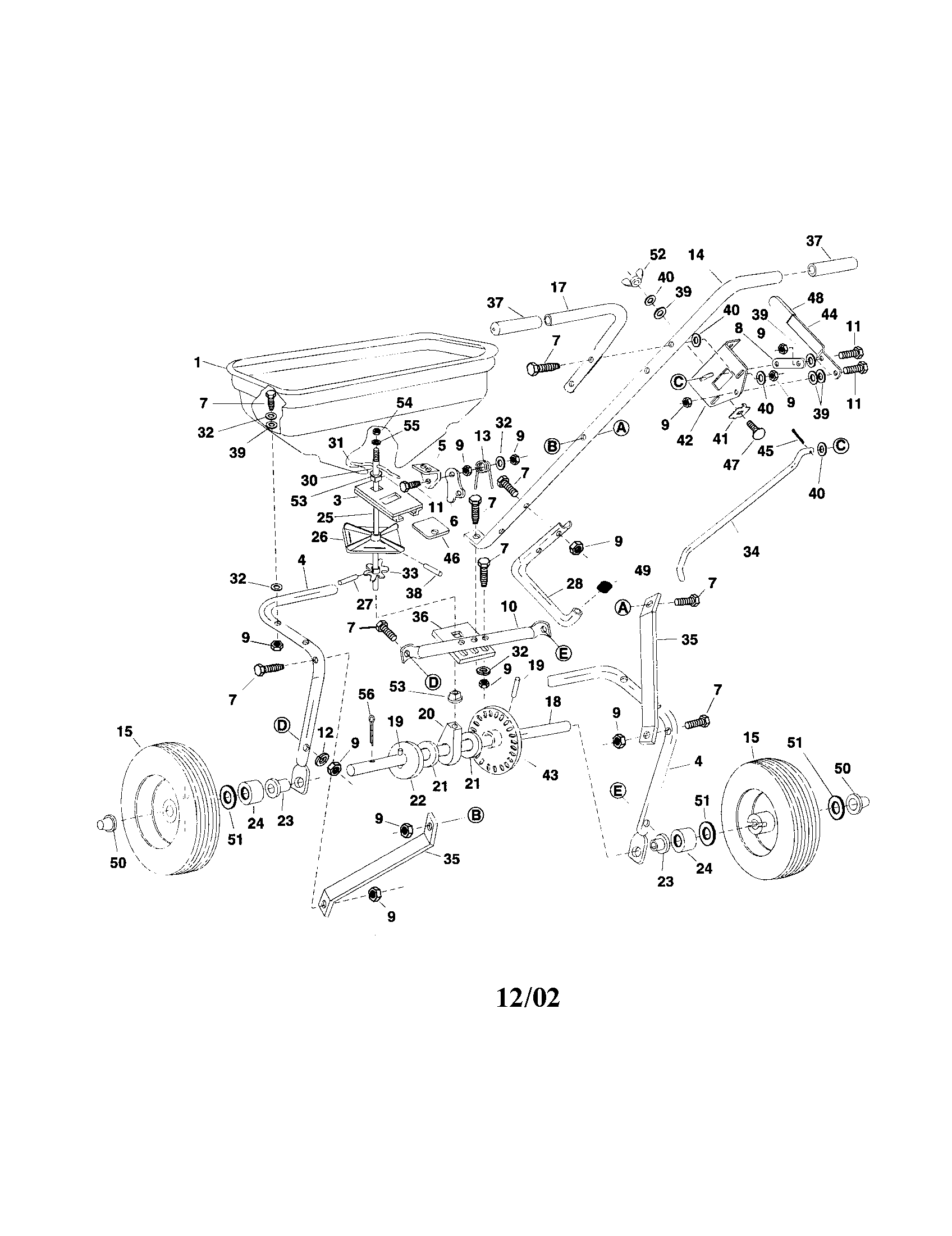 Agri-Fab 45-02142 broadcast spreader diagram