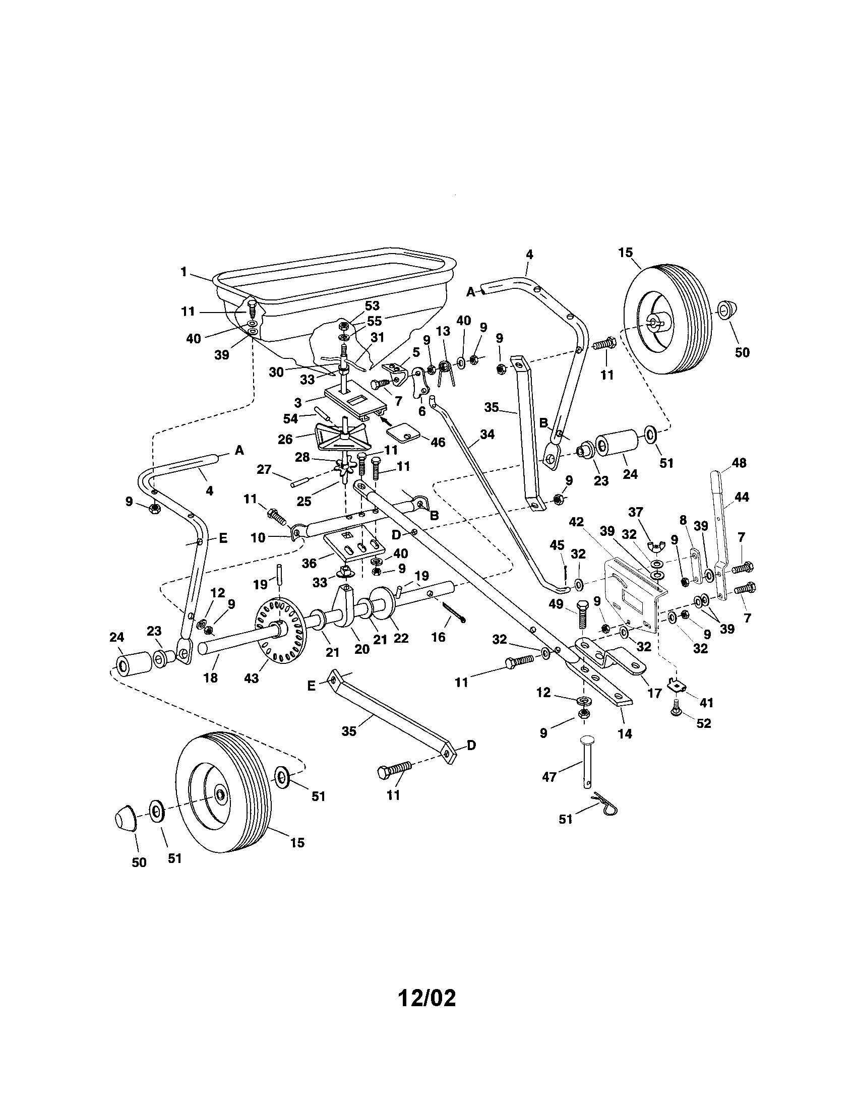 Agri-Fab 45-02152 broadcast spreader diagram