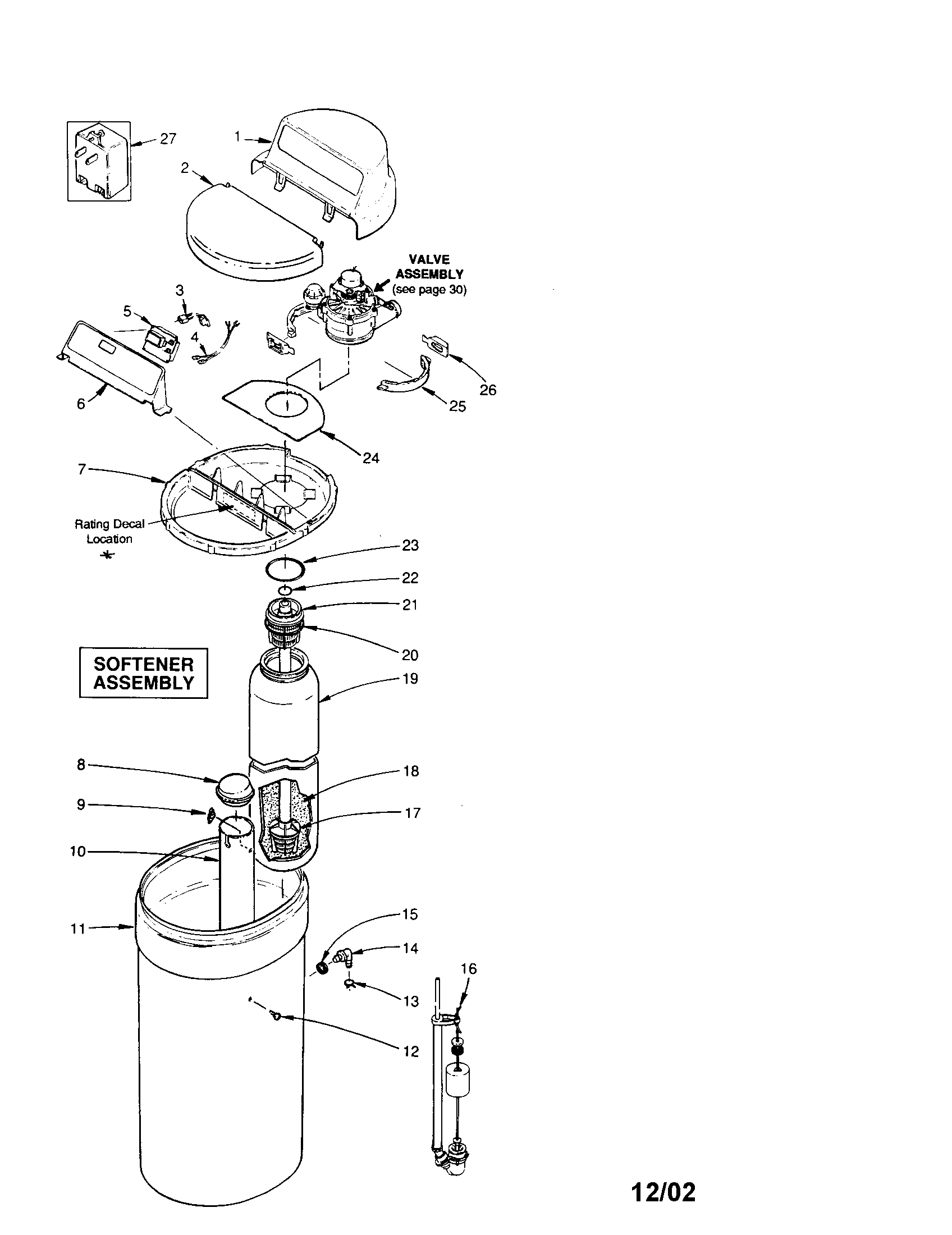 Kenmore 625348450 valve/softener assemblies diagram