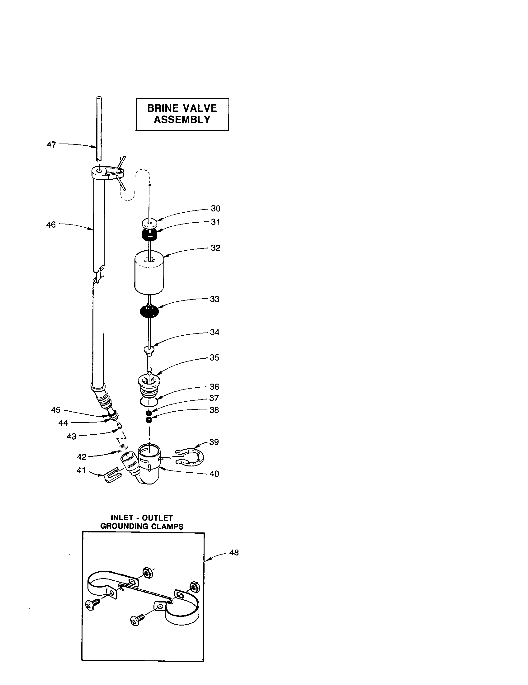Kenmore 625348450 brine valve/inlet-outlet clamps diagram
