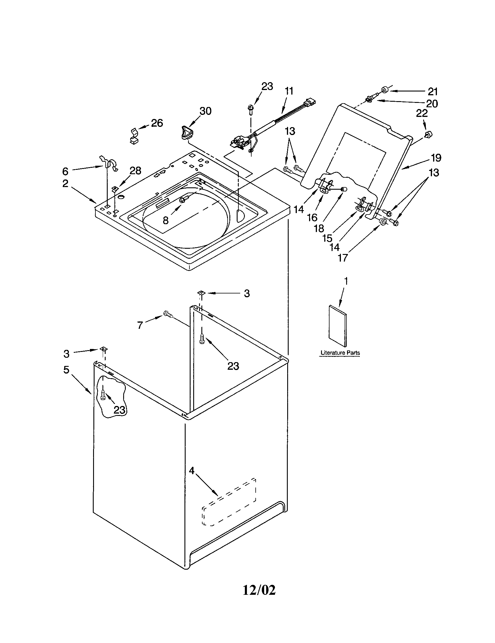 Kenmore 11024924200 top and cabinet diagram
