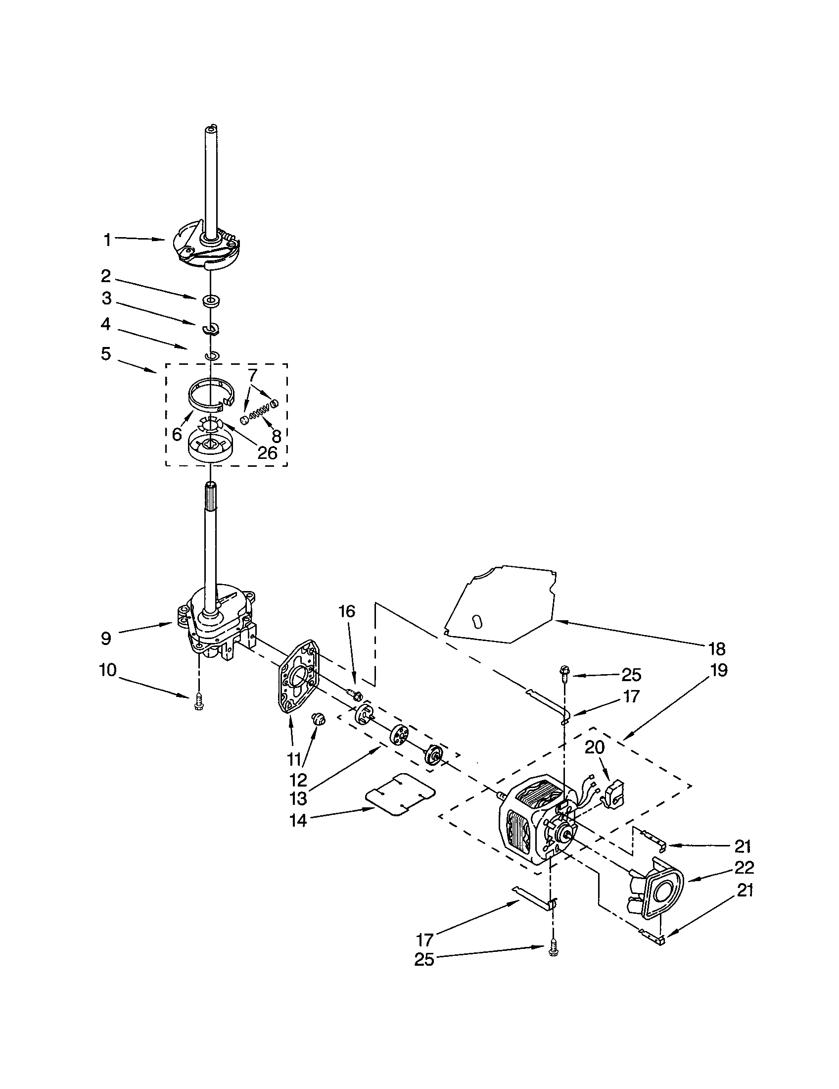 Kenmore 11024924200 brake/clutch/gearcase/motor/pump diagram
