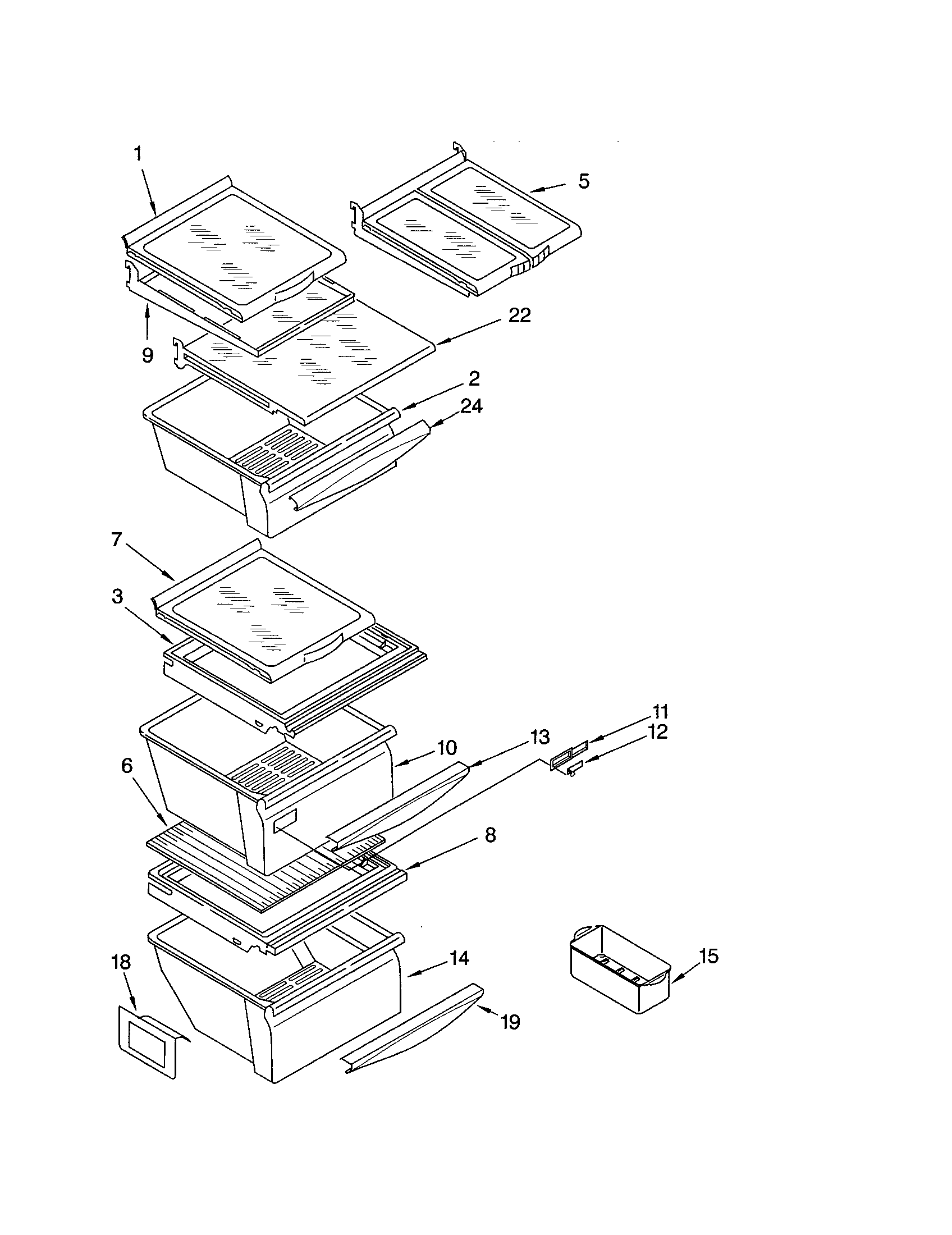 Kenmore 10653270300 refrigerator shelves diagram