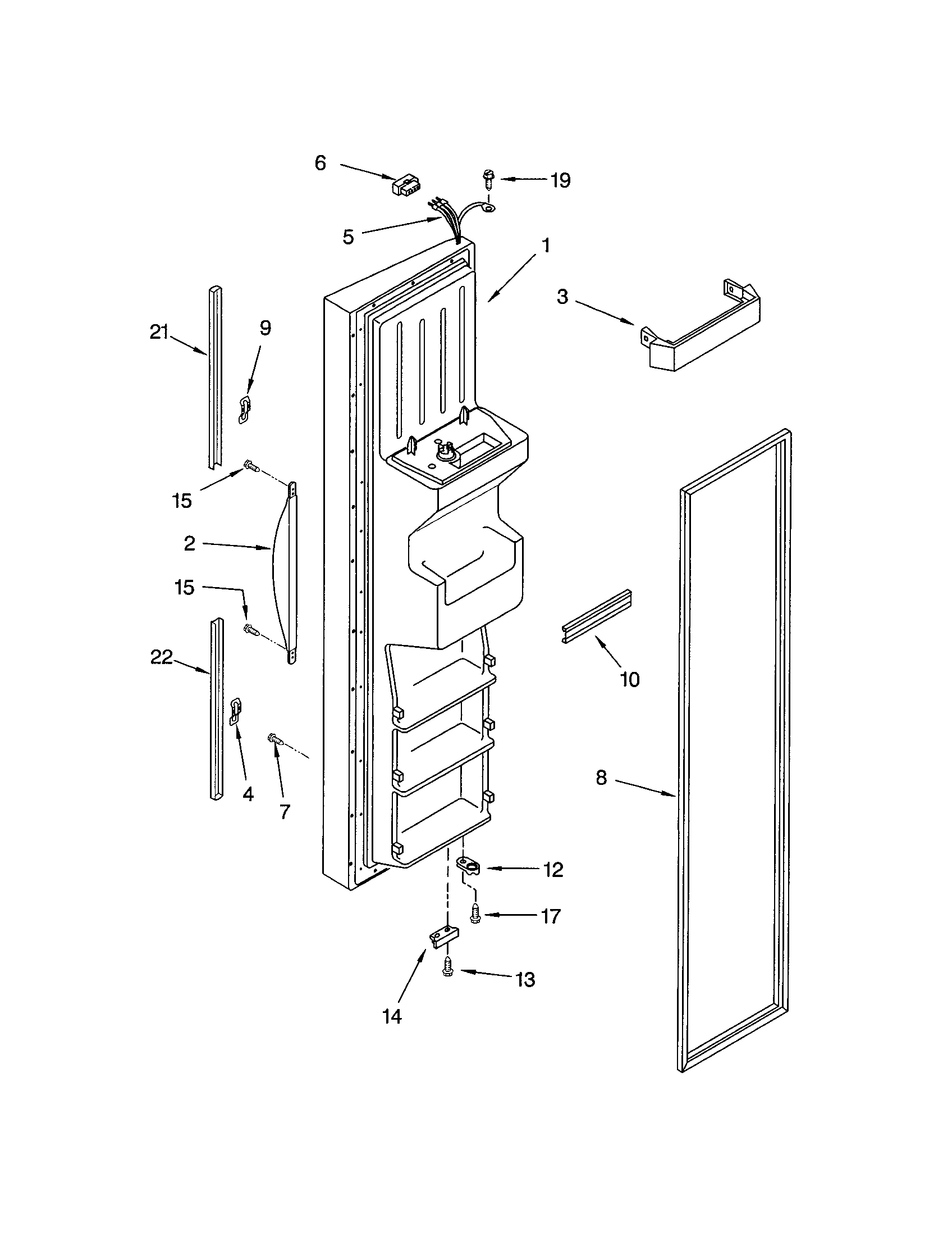 Kenmore 10653270300 freezer door diagram