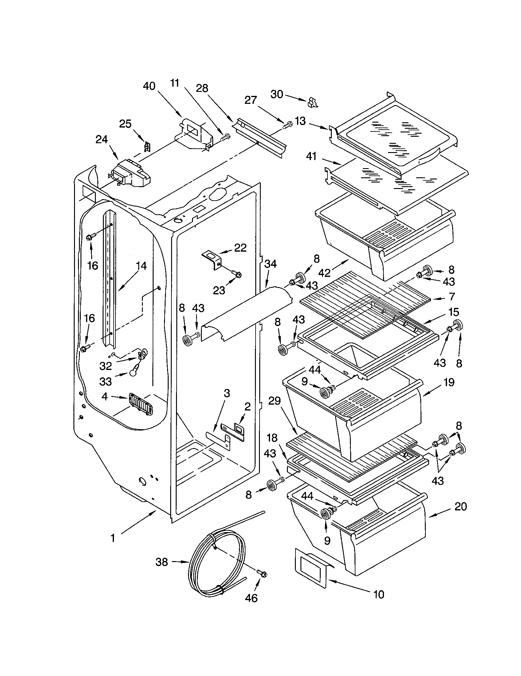 Kenmore 10652512102 refrigerator liner diagram