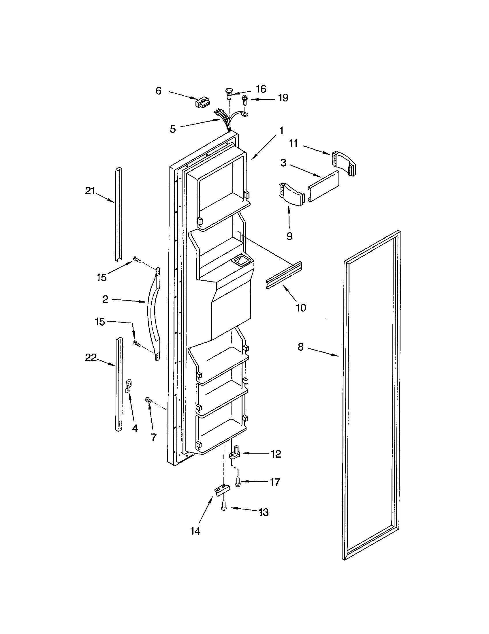 Kenmore 10652512102 freezer door diagram