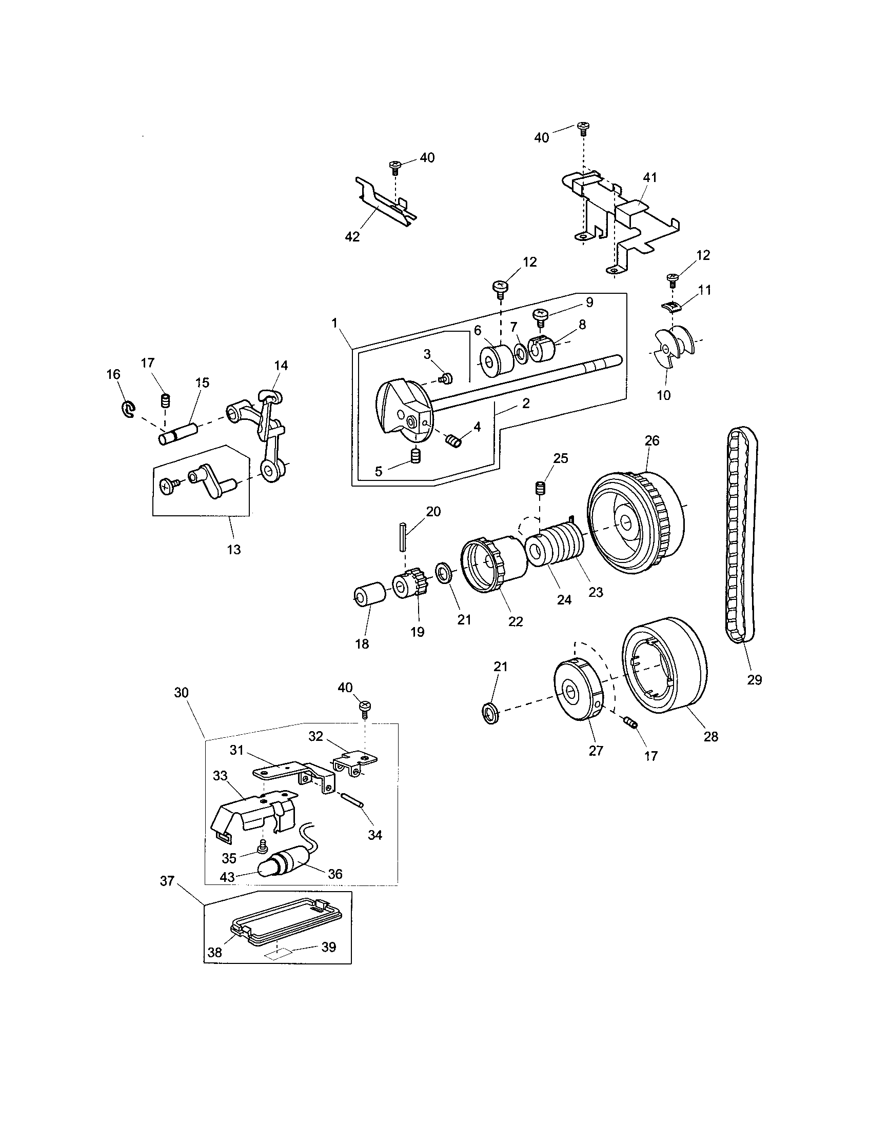 Kenmore Elite 851SR upper shaft complete unit diagram