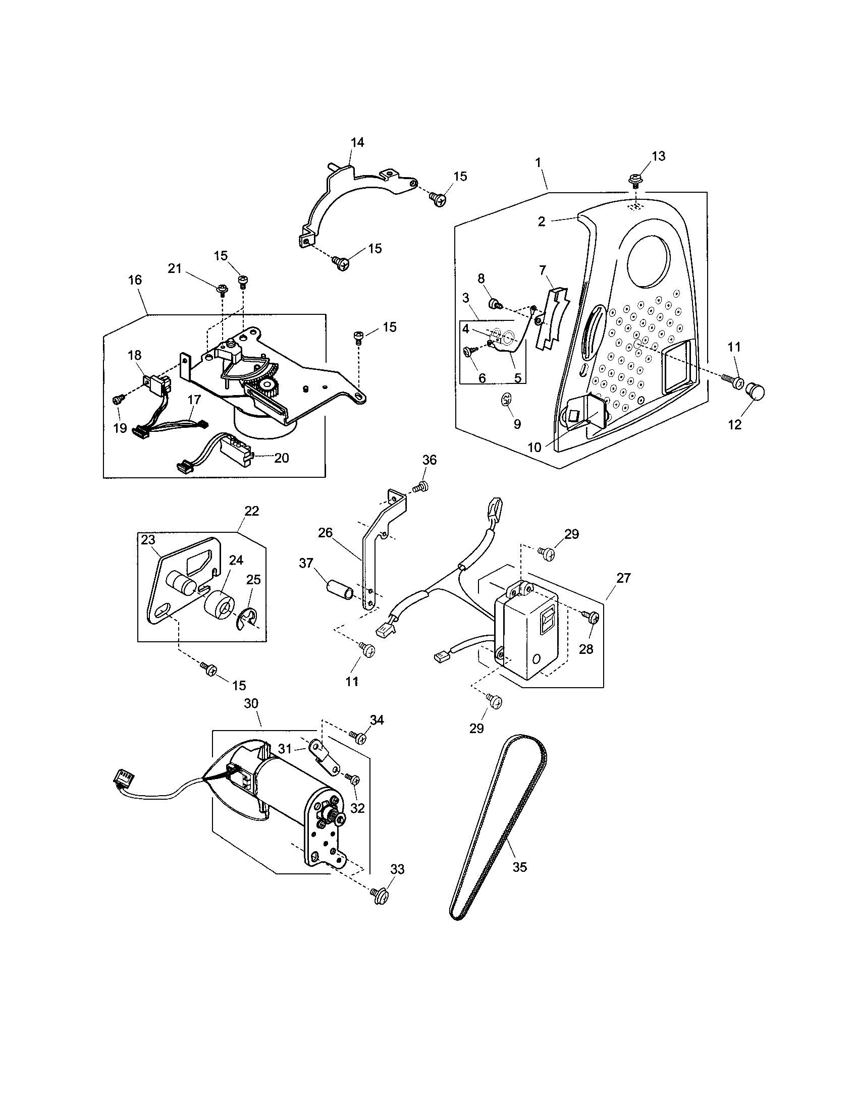Kenmore Elite 851SR belt cover unit/cap diagram