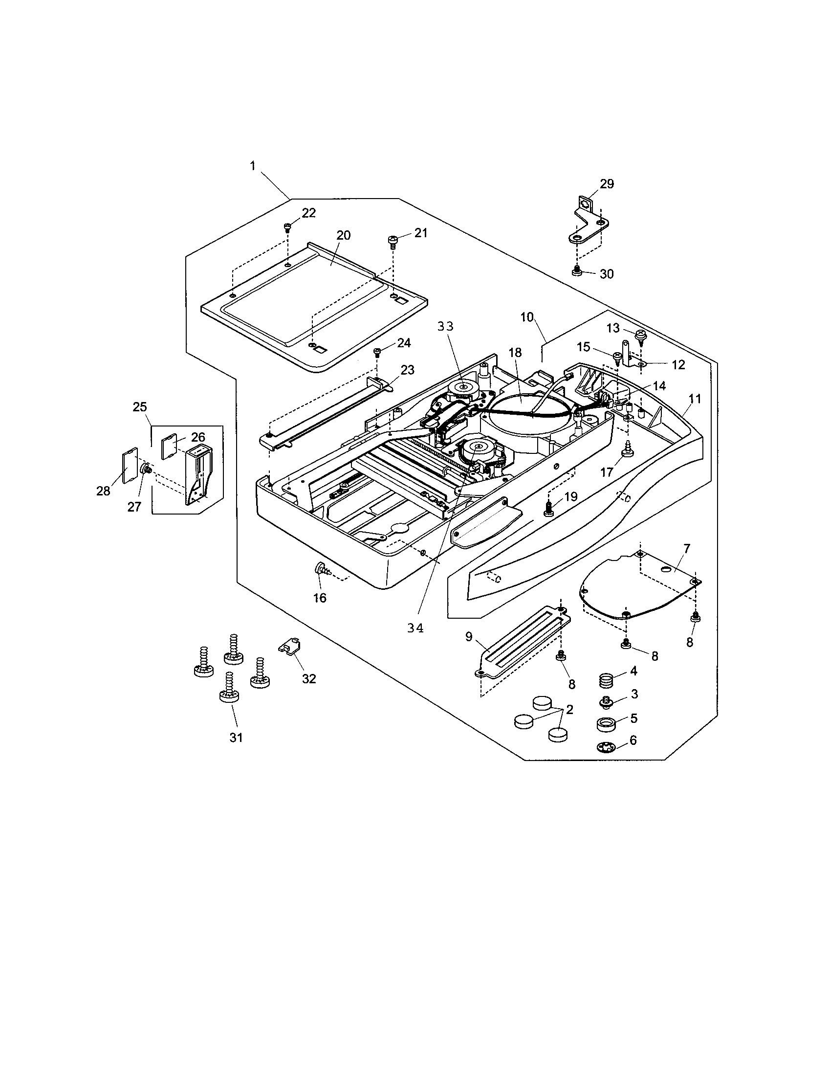 Kenmore Elite 851SR base unit and lid diagram