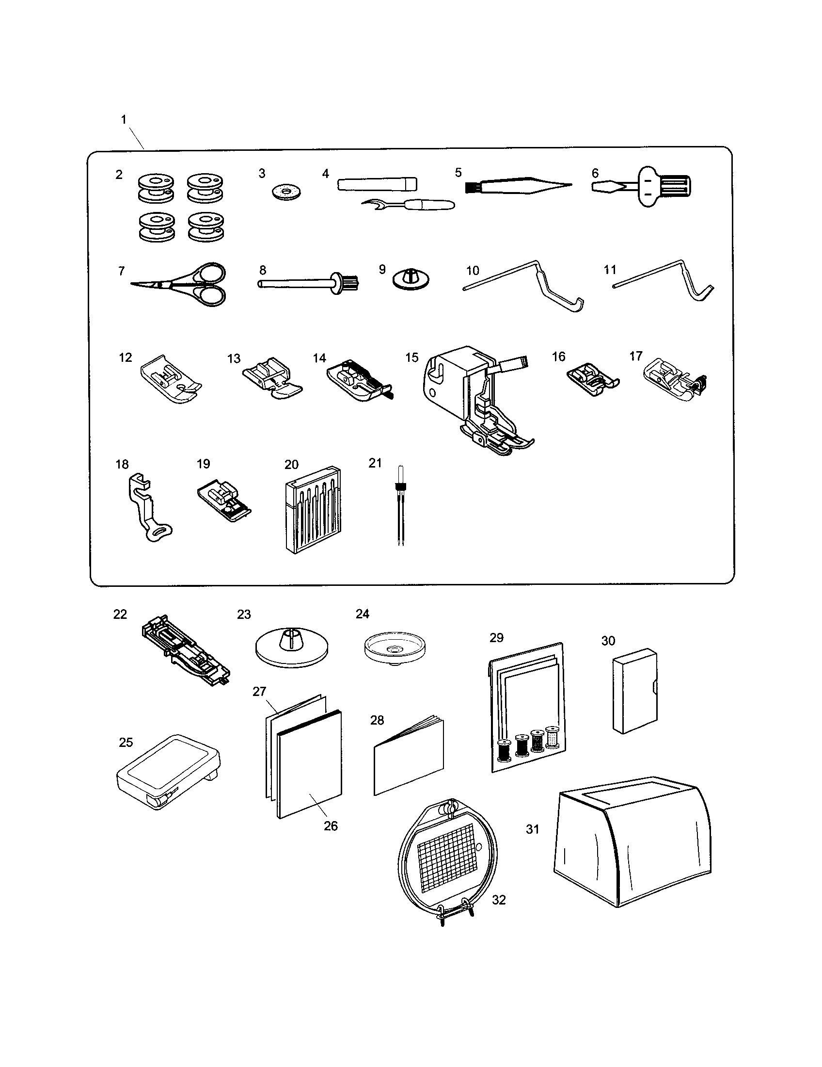 Kenmore Elite 851SR accessory set unit diagram
