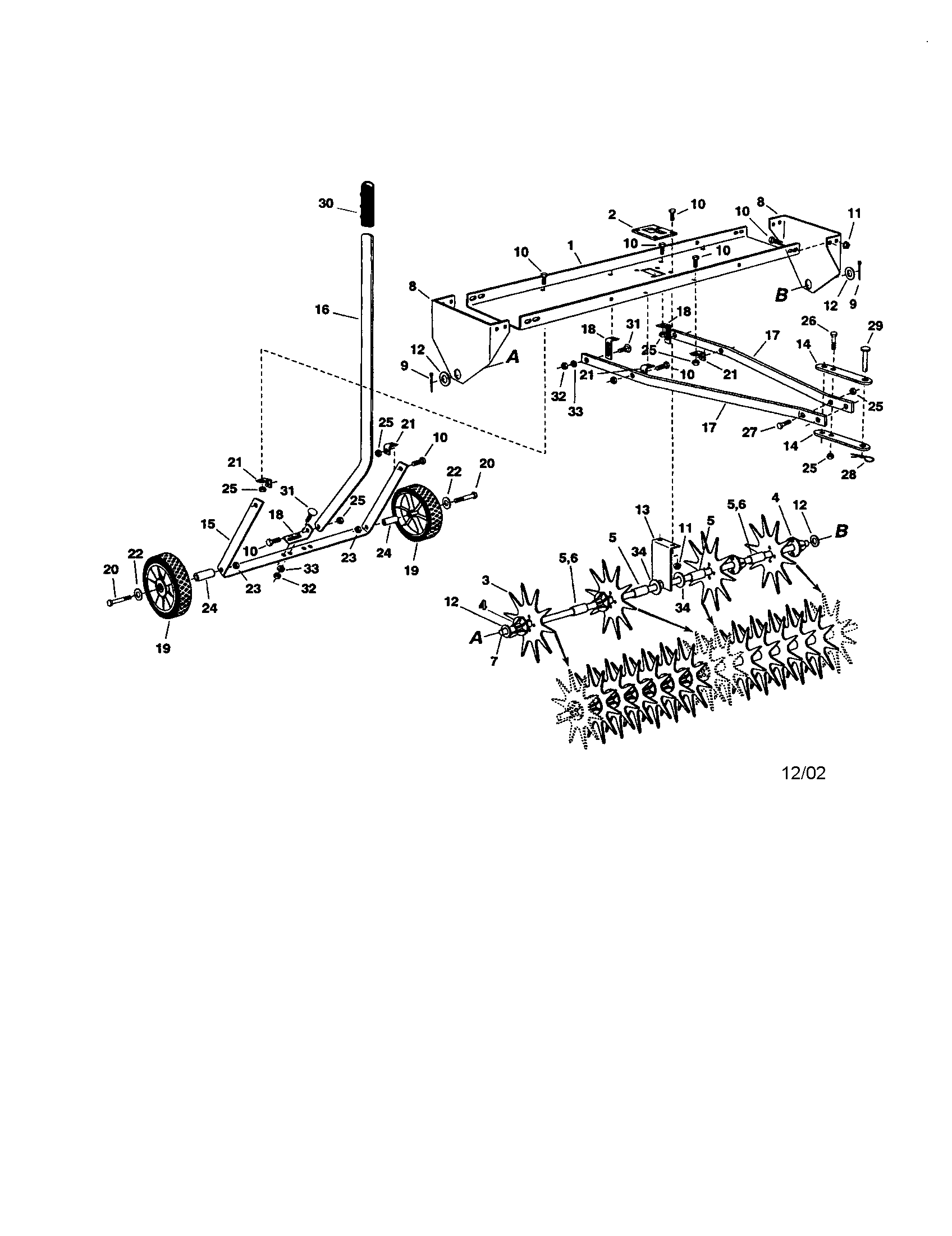 Agri-Fab 45-0296 spike aerator (40") & (48") diagram