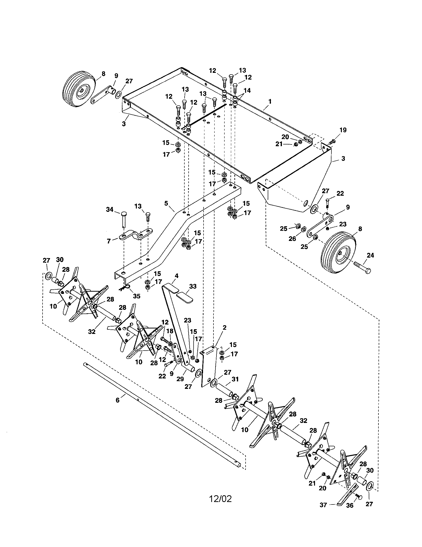 Agri-Fab 45-0299 48" plug aerator diagram
