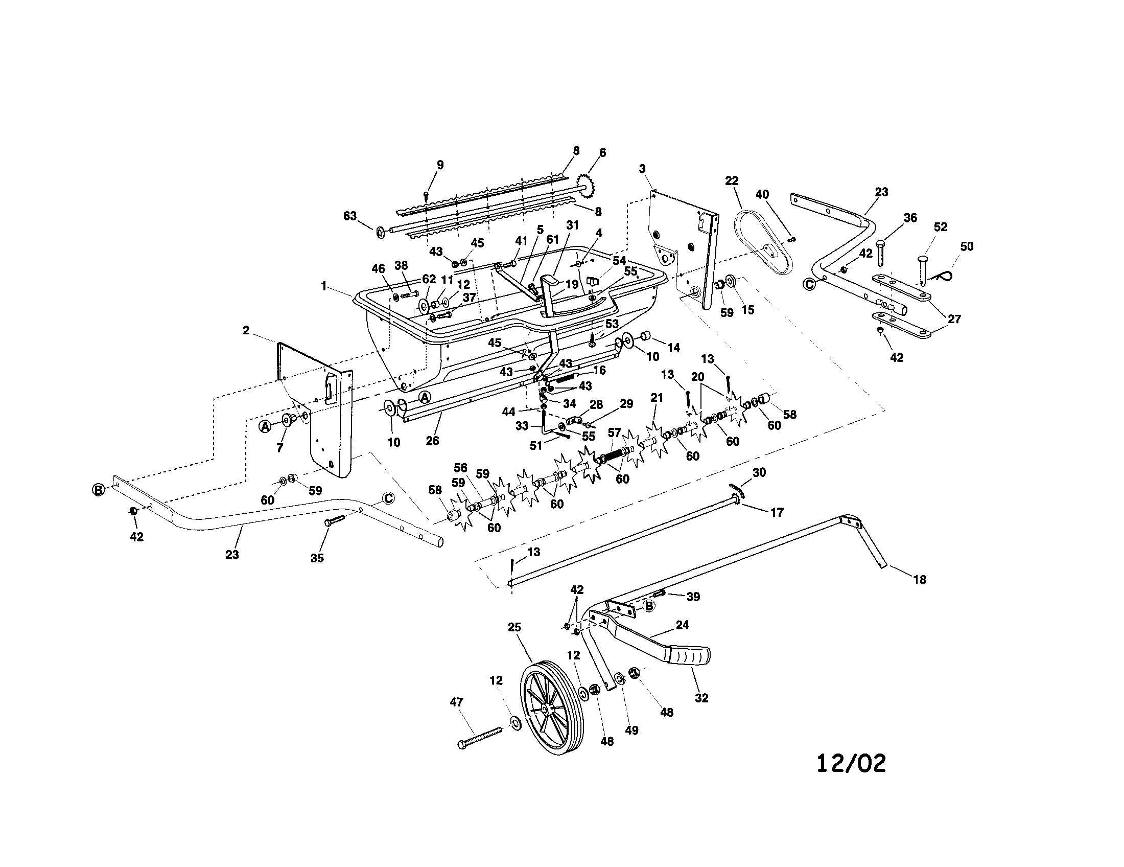 Agri-Fab 45-0309 32" spike/spreader diagram
