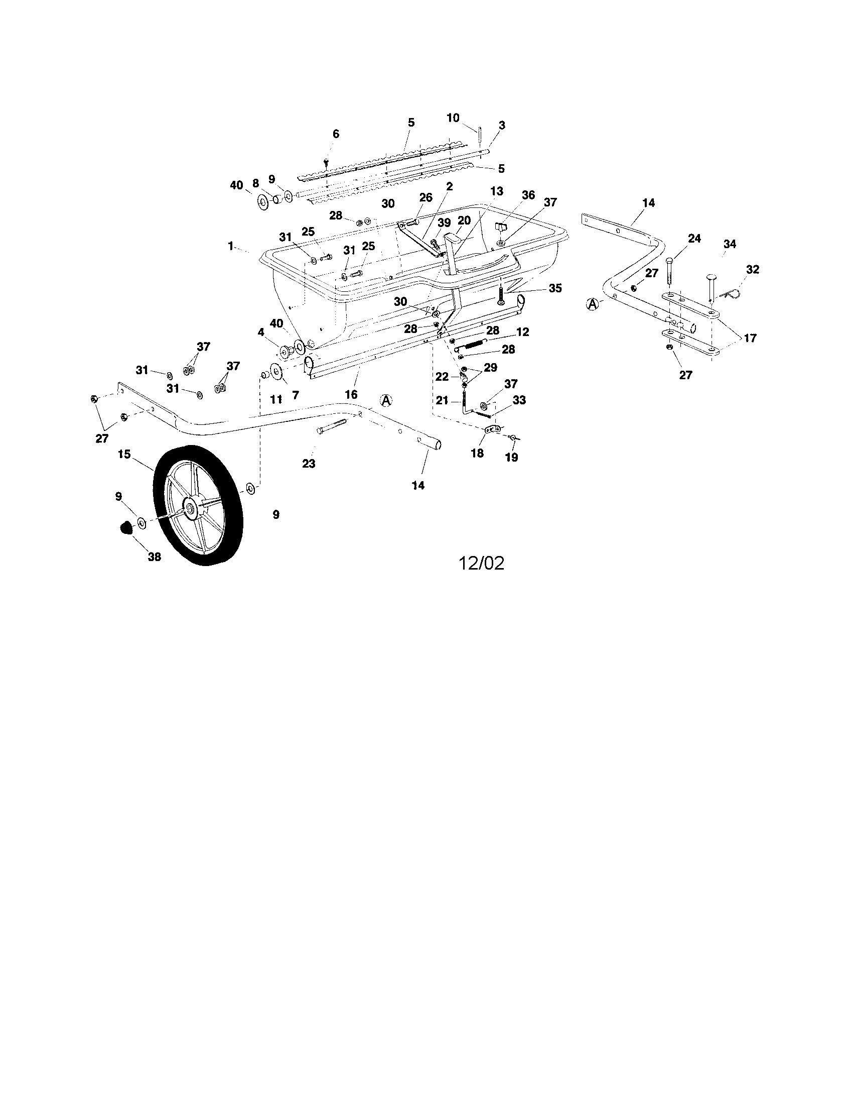 Agri-Fab 45-0310 32" poly spreader diagram
