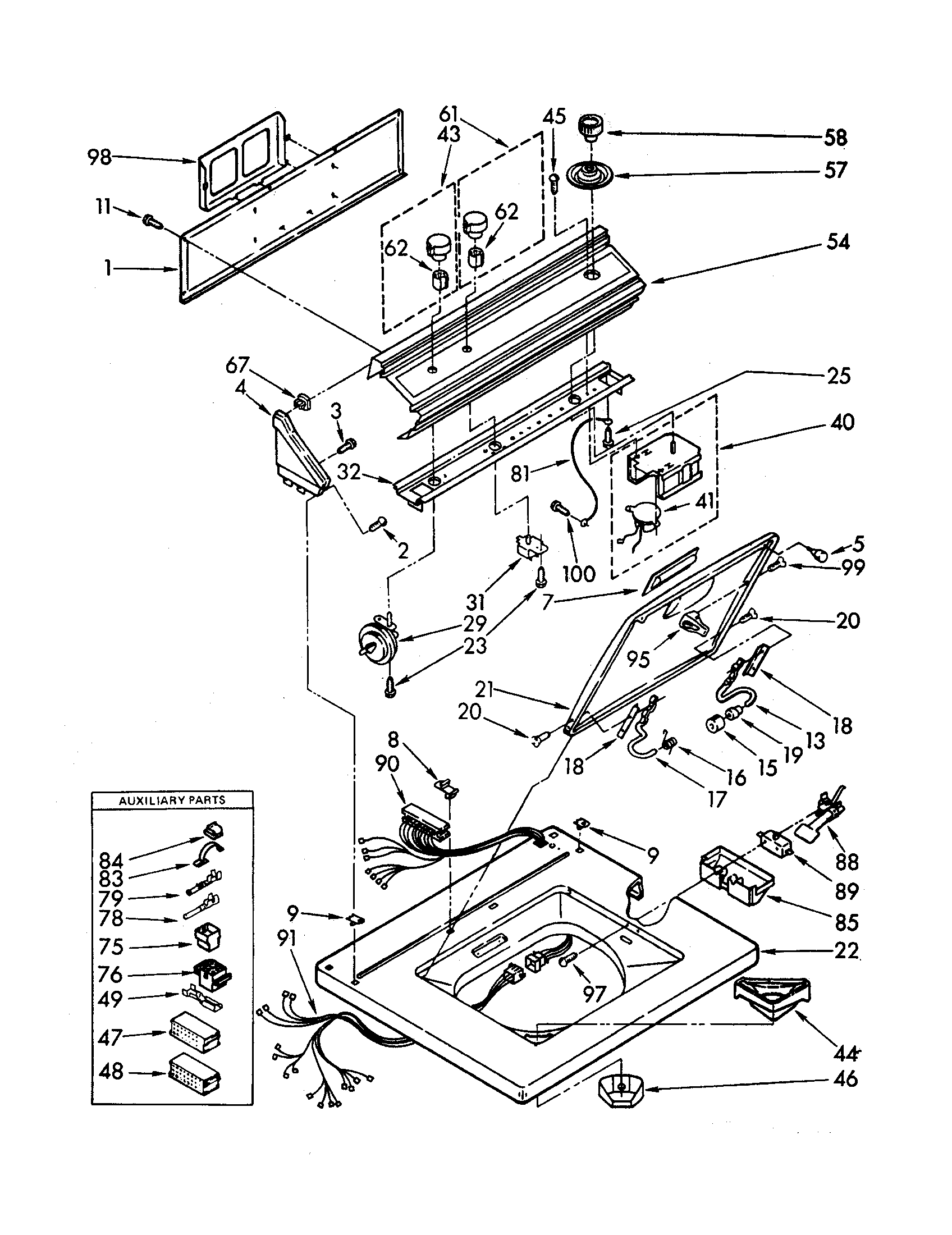 Whirlpool LA5705XKW0 top and console diagram