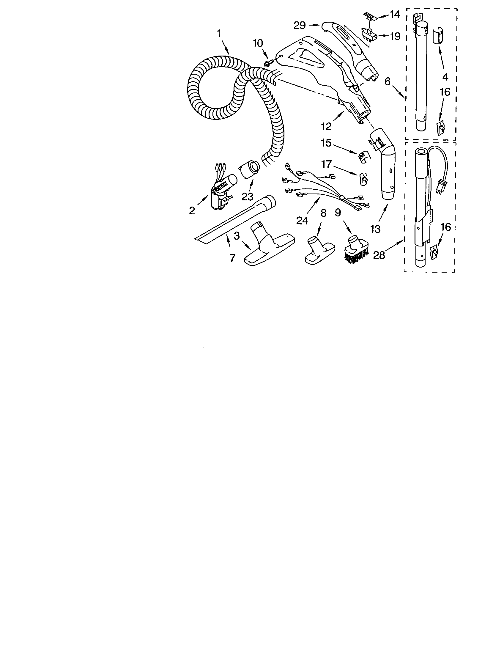 Kenmore 11622612204 hose and attachment diagram