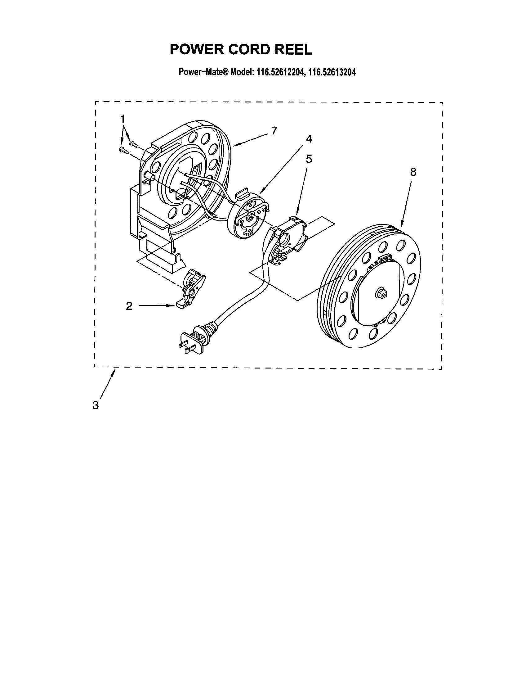 Kenmore 11622612204 power cord reel diagram