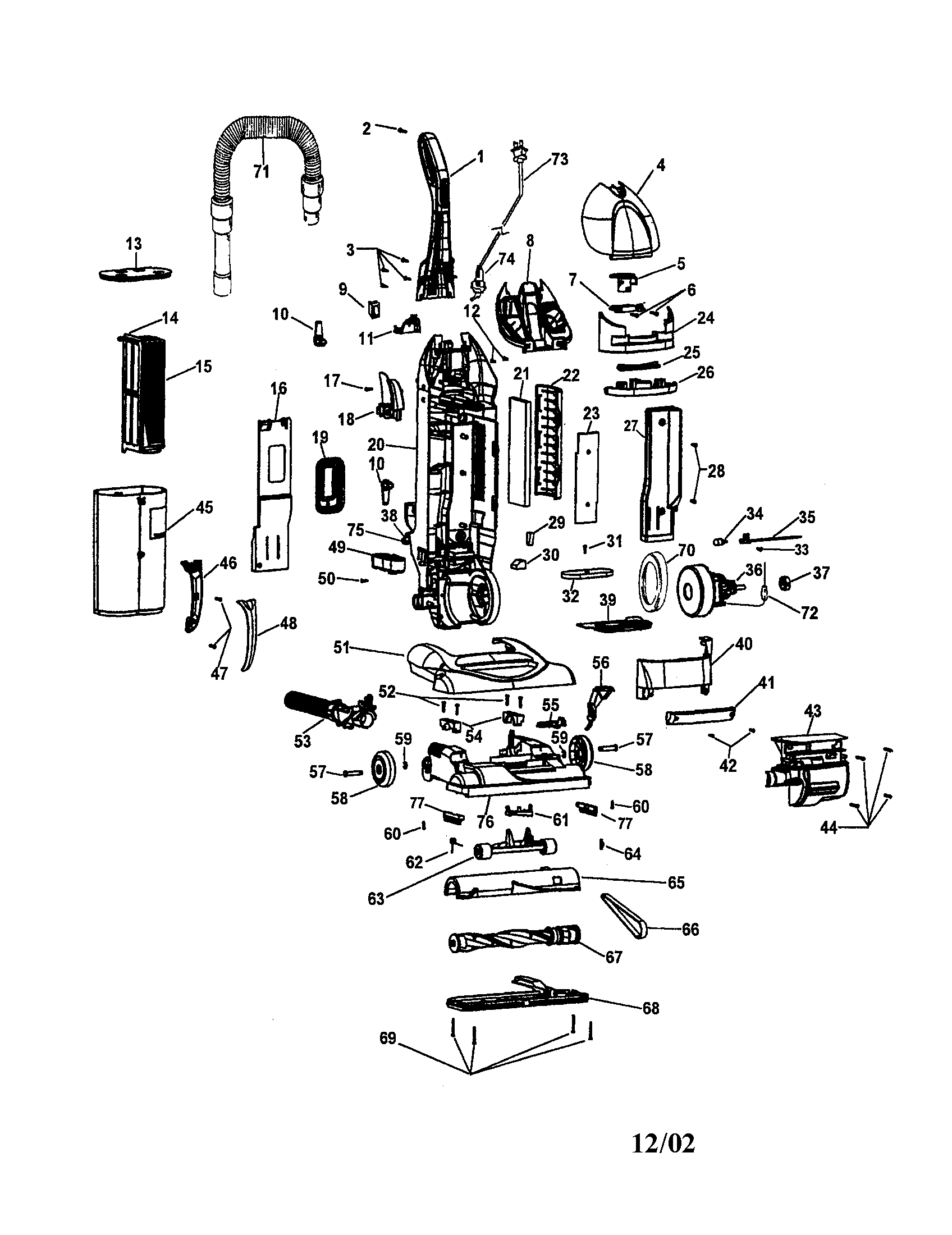 Hoover U5750-980 wind tunnel bagless diagram