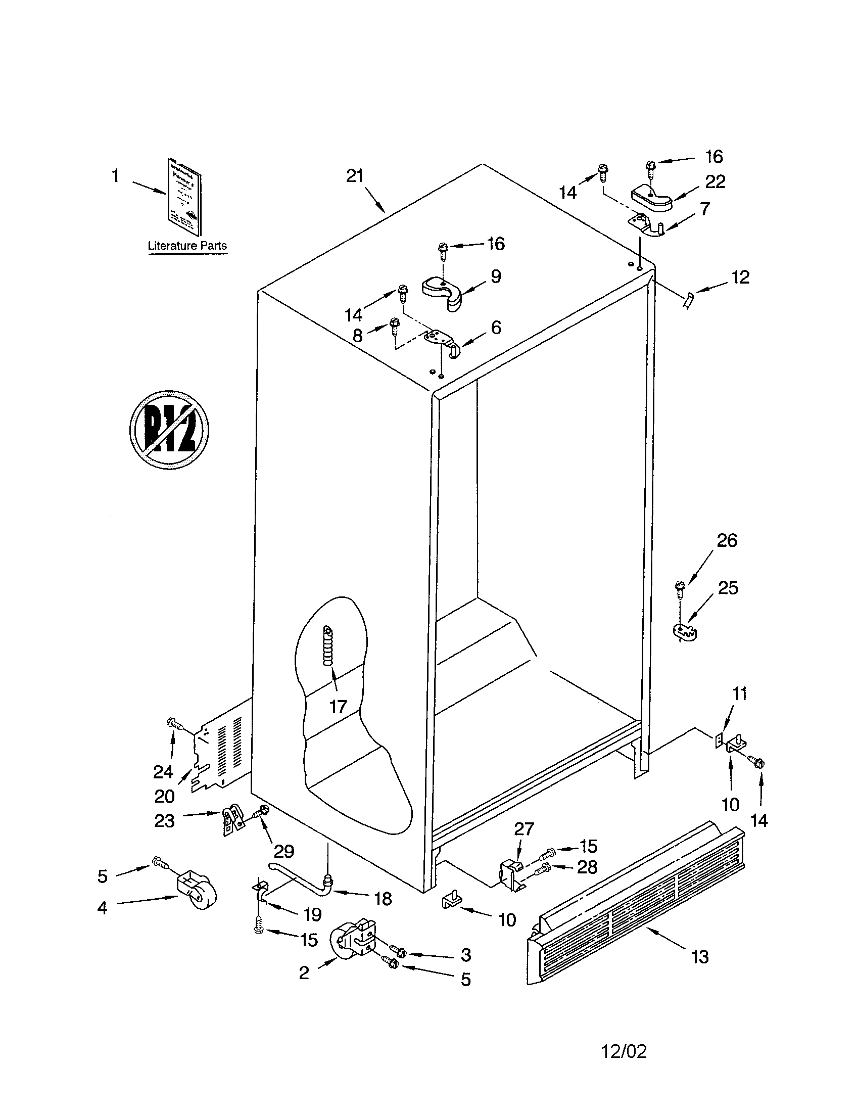 Kenmore 10653522300 cabinet diagram