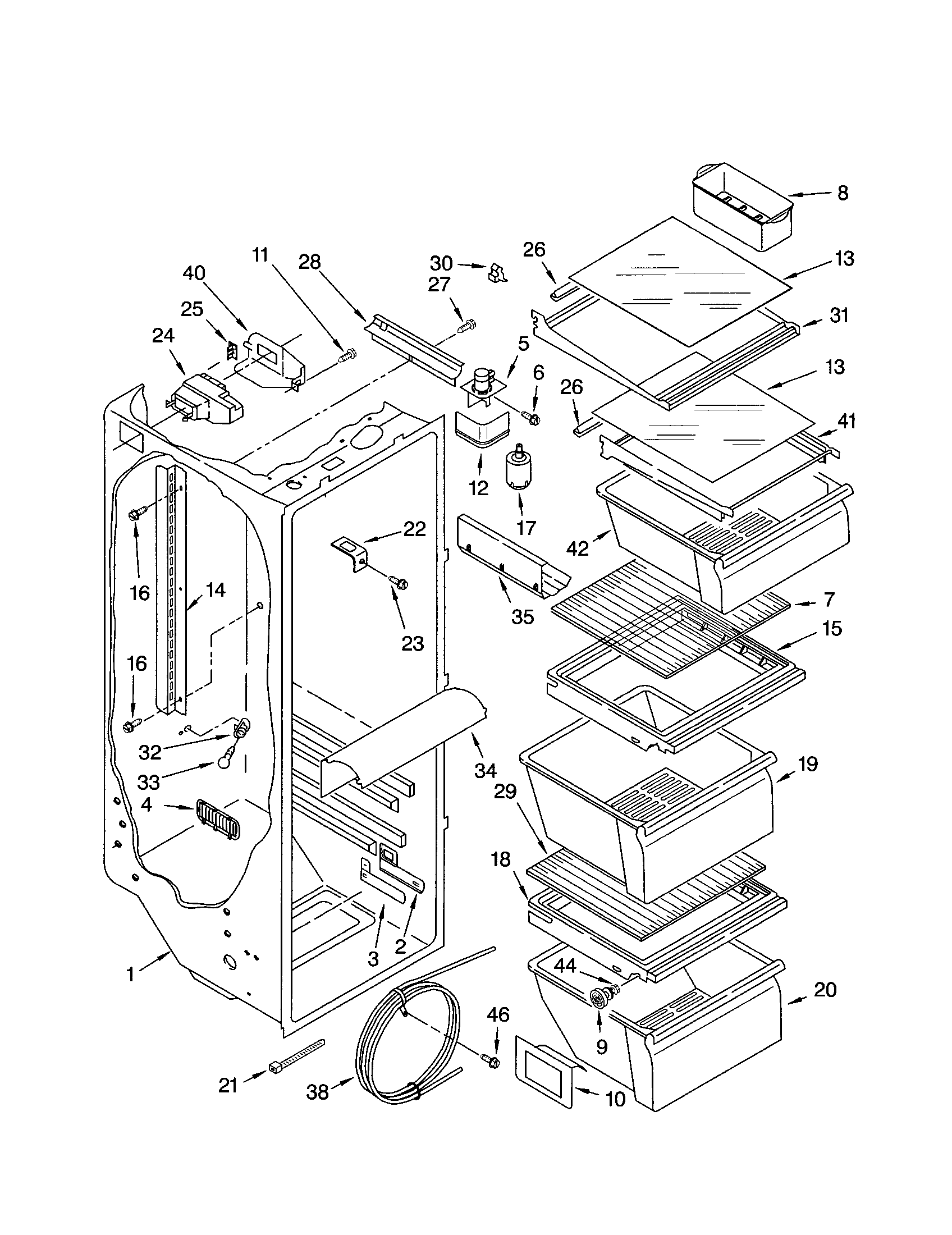 Kenmore 10653522300 refrigerator liner diagram